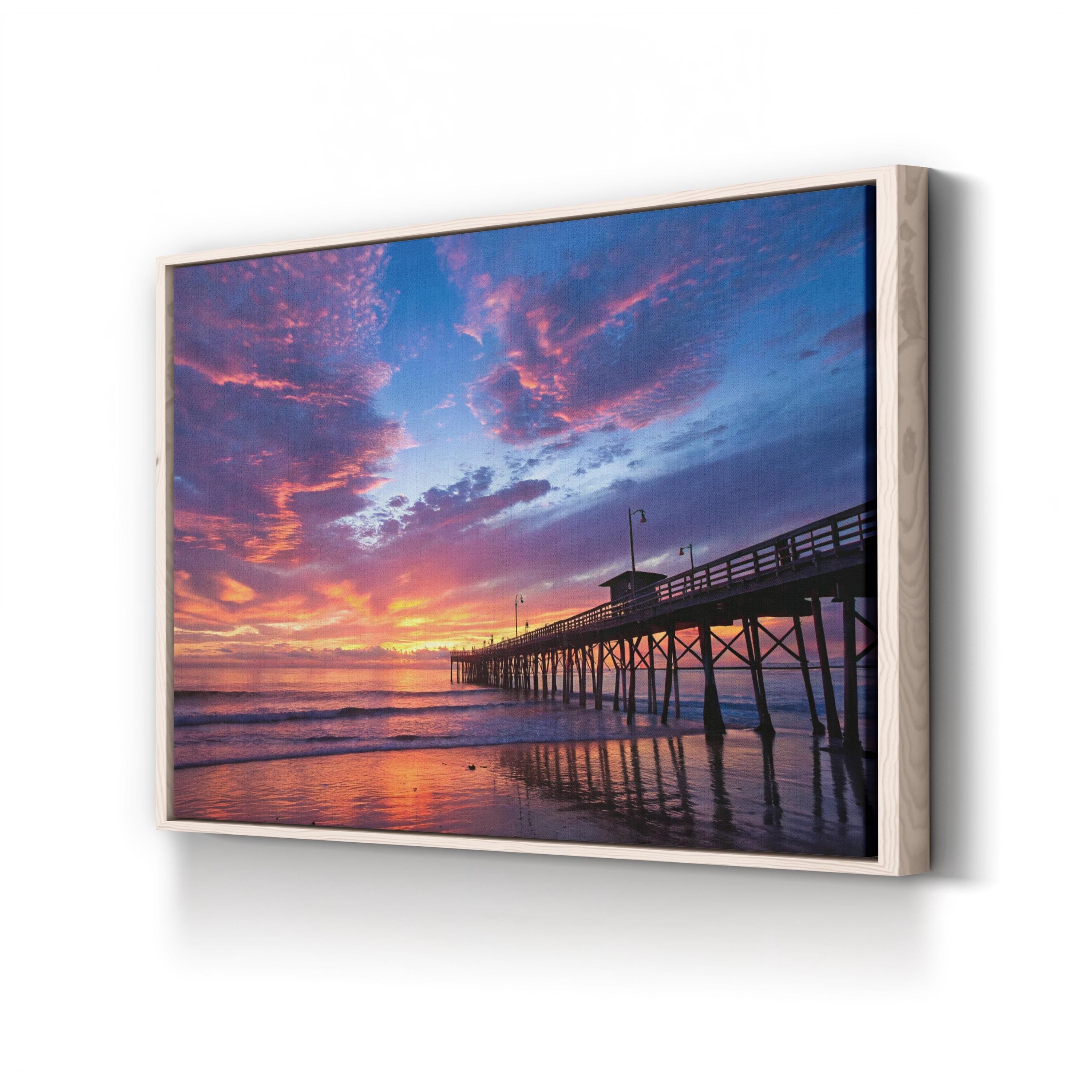 Pacific Beach Sunset, San Diego – Vintage Photography Wall Art | Ocean Pier Canvas Print