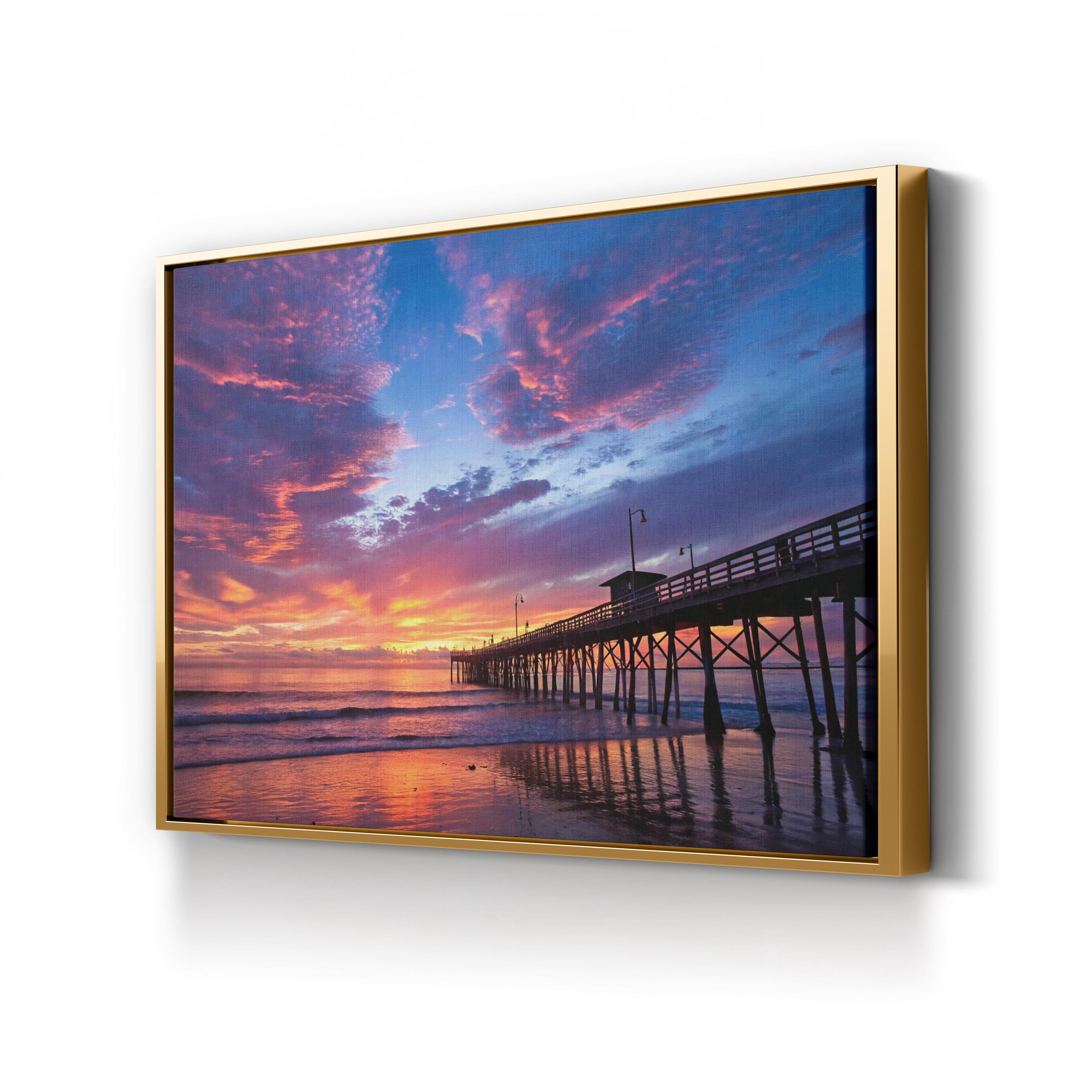 Pacific Beach Sunset, San Diego – Vintage Photography Wall Art | Ocean Pier Canvas Print