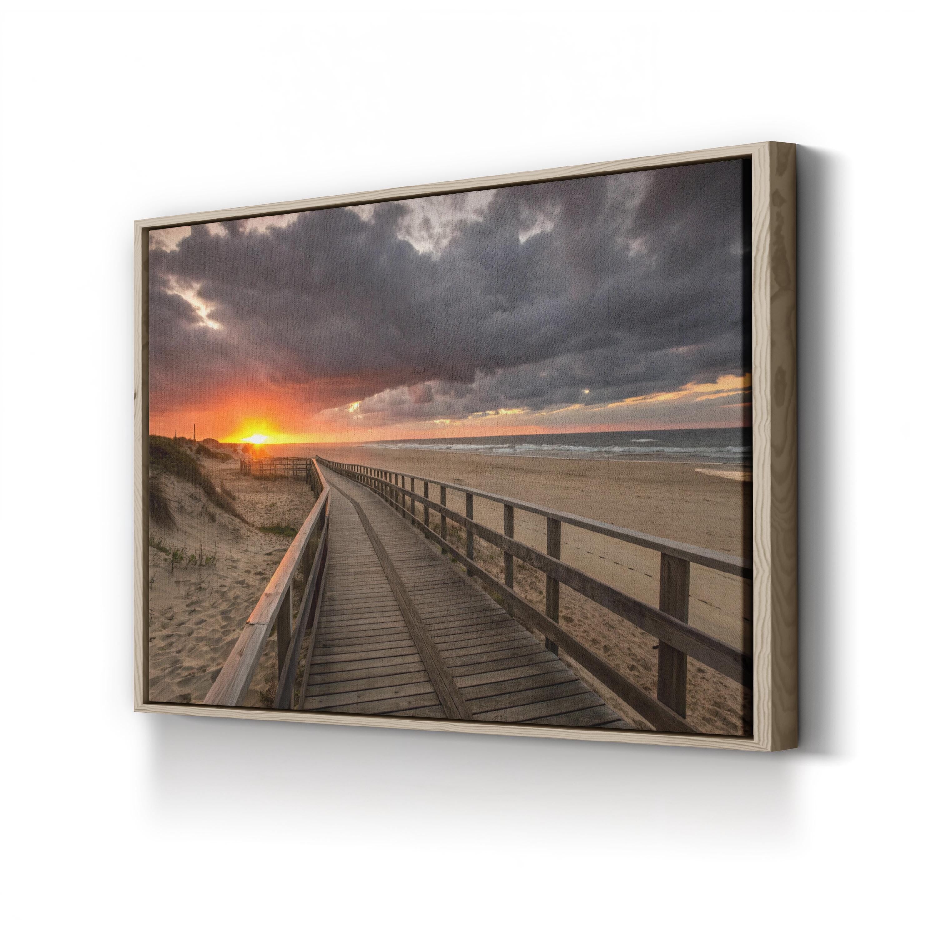 Sunset Beach Boardwalk – Vintage Photography Wall Art | Coastal Ocean Canvas Print
