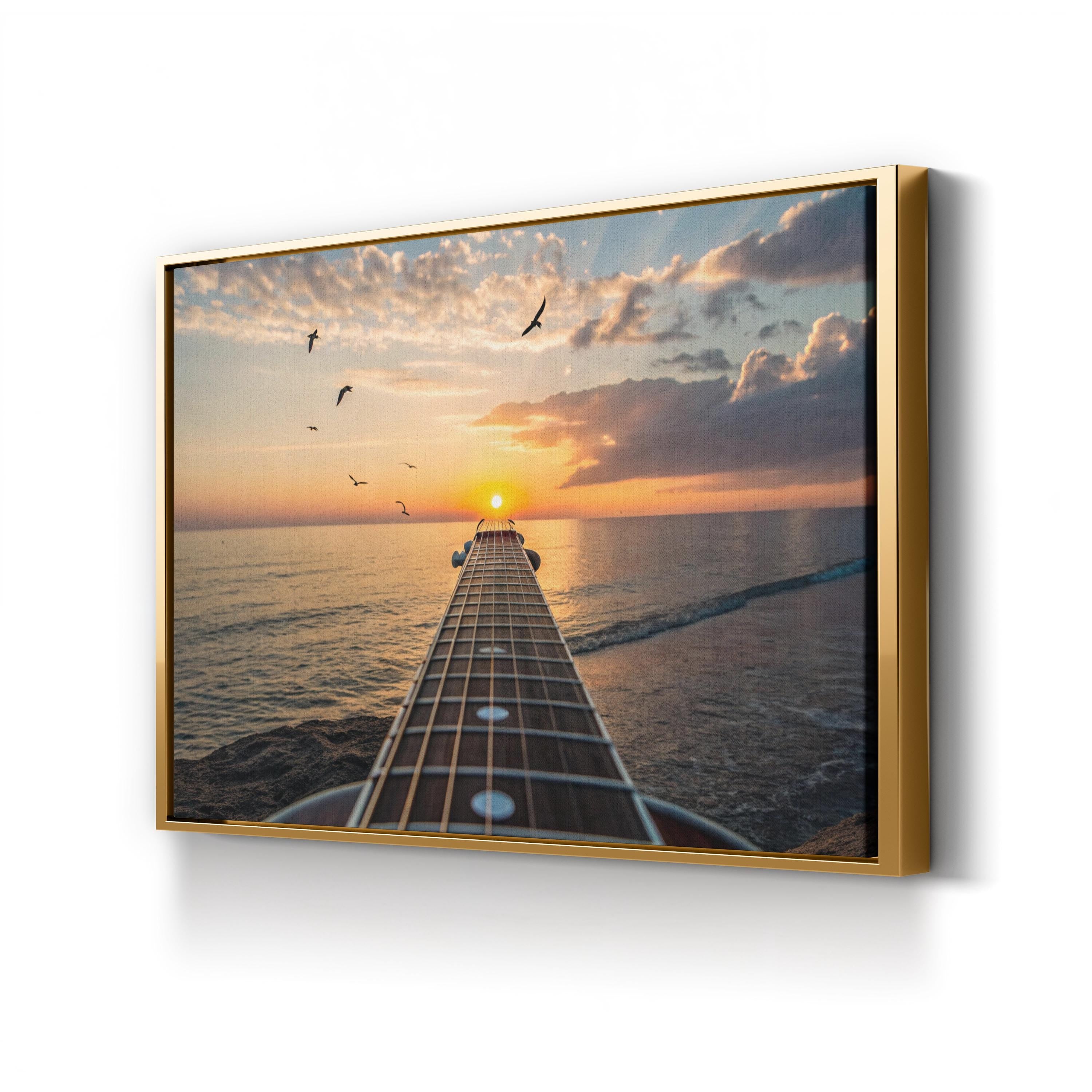 Sunset Guitar, Pacific Ocean Coast, California Canvas Print: Coastal Conceptual Sunset Photography