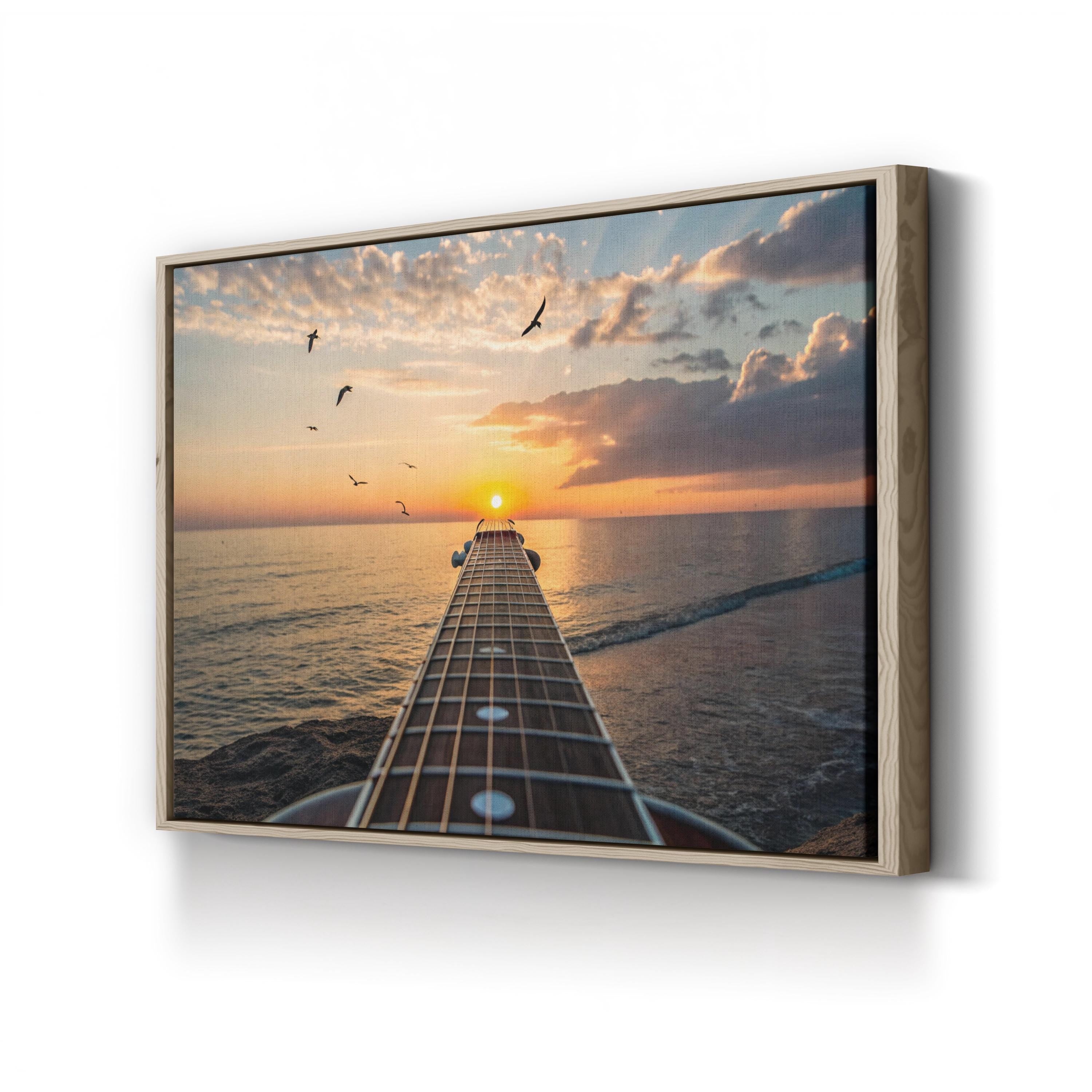 Sunset Guitar, Pacific Ocean Coast, California Canvas Print: Coastal Conceptual Sunset Photography
