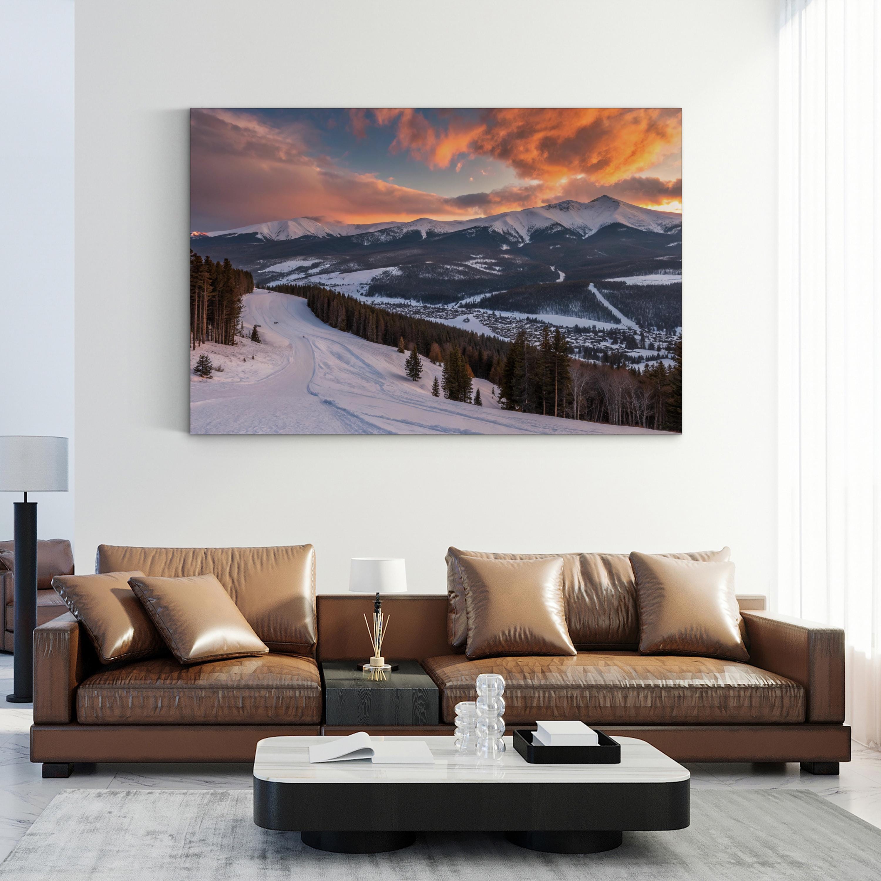 Breckenridge Sunset Canvas Print – Mountain Winter Landscape Wall Art