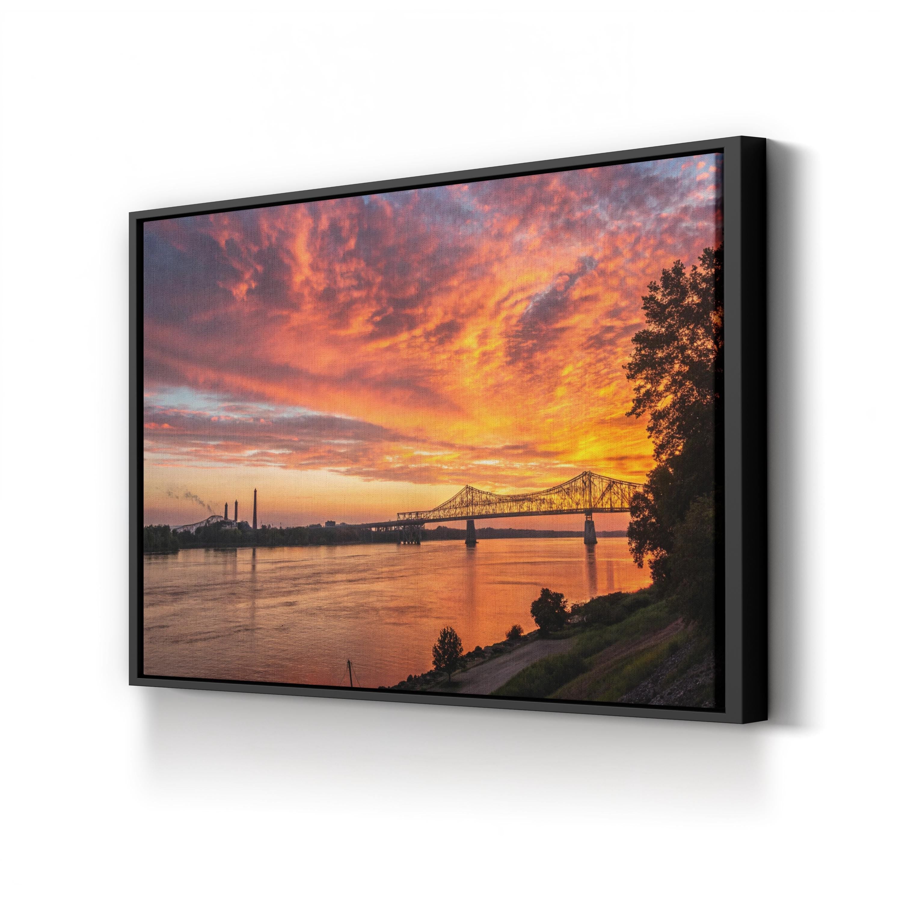 Memphis Sunset, Memphis, Tennessee, USA Wall Art — Mississippi River Cityscape Canvas Print