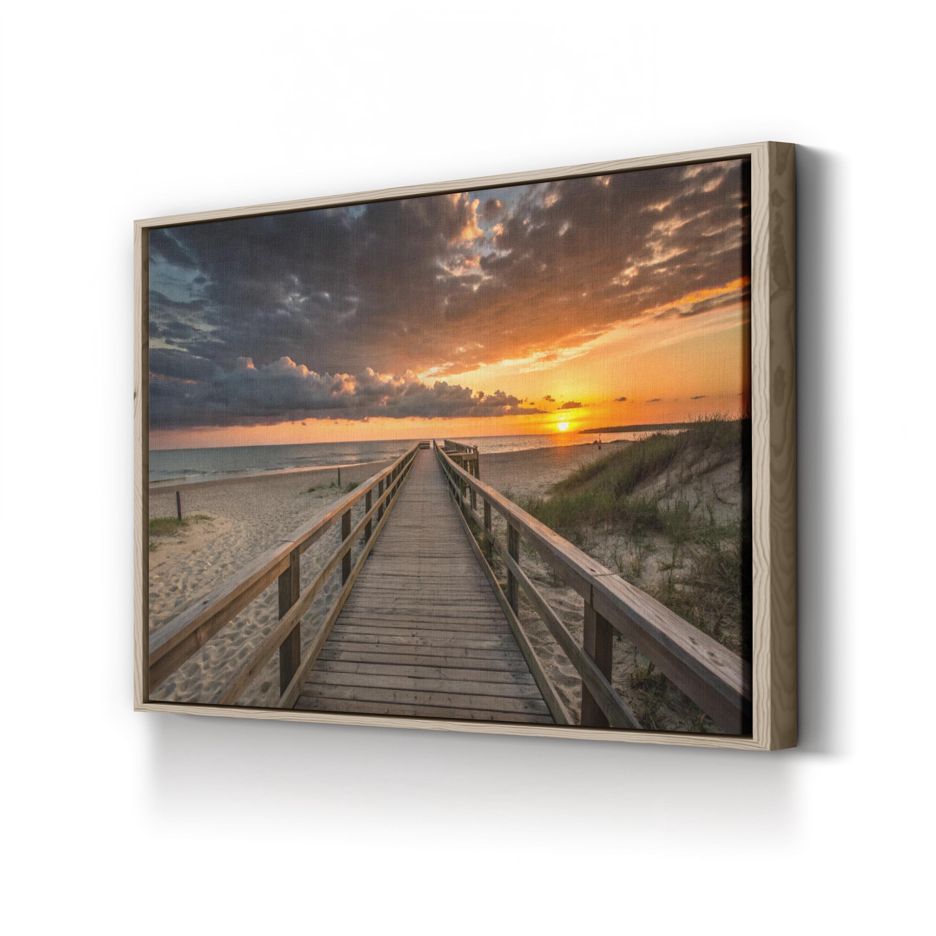 Sunset Beach Boardwalk – Vintage Photography Wall Art | Golden Ocean Canvas Print