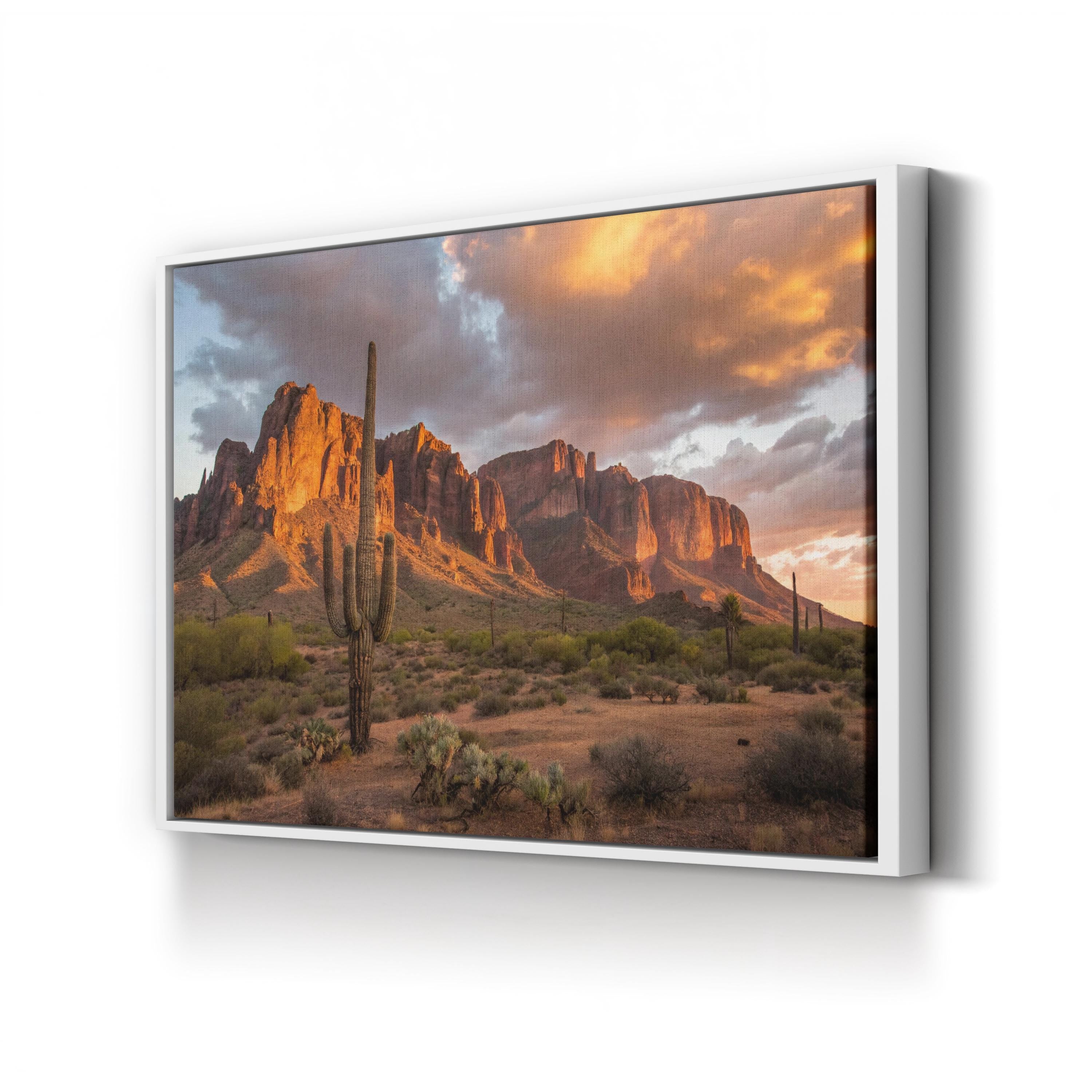 Superstition Mountains Sunset Wall Art | Desert Landscape Canvas Print