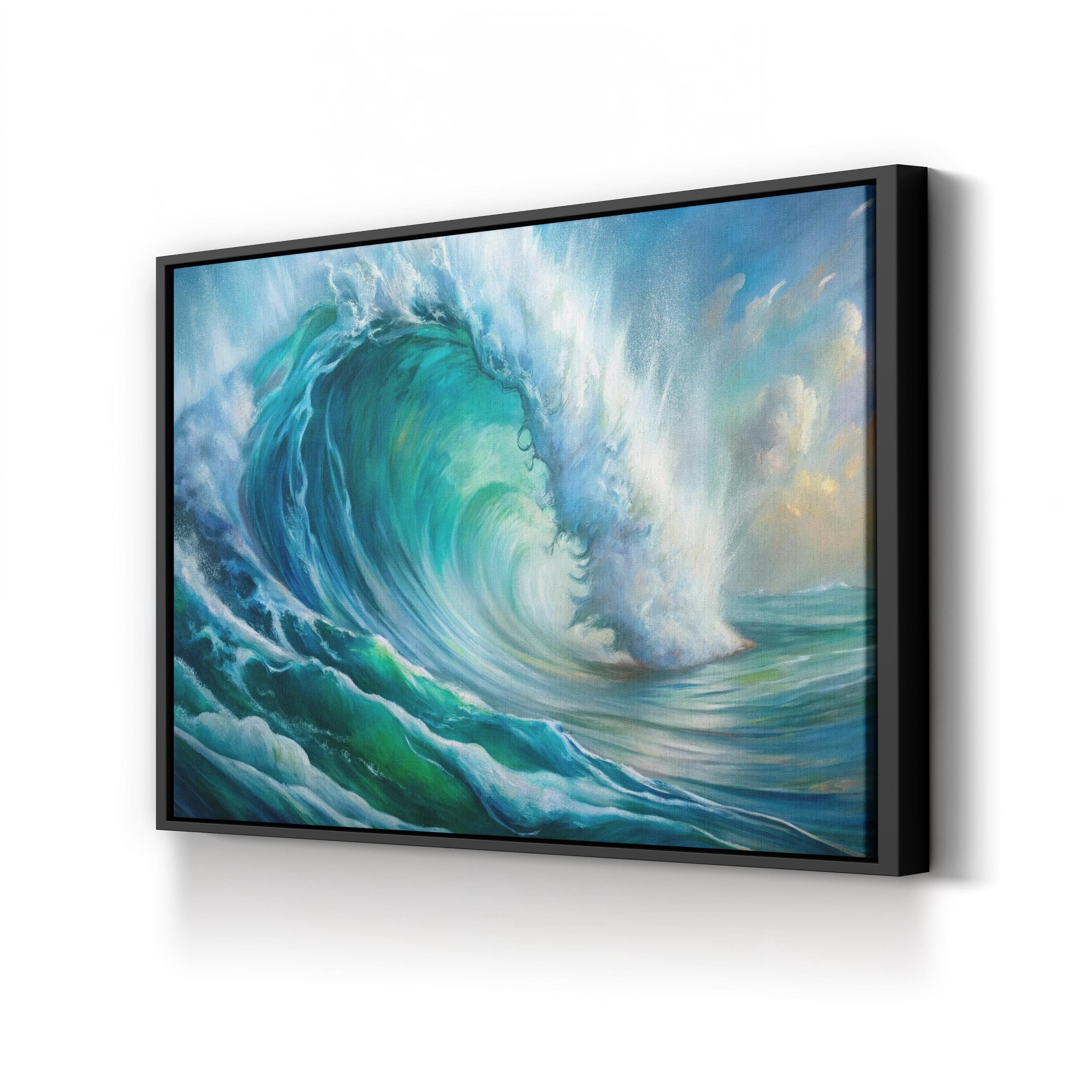 Ocean Wave Canvas Wall Art — Coastal Beach House Seascape Print