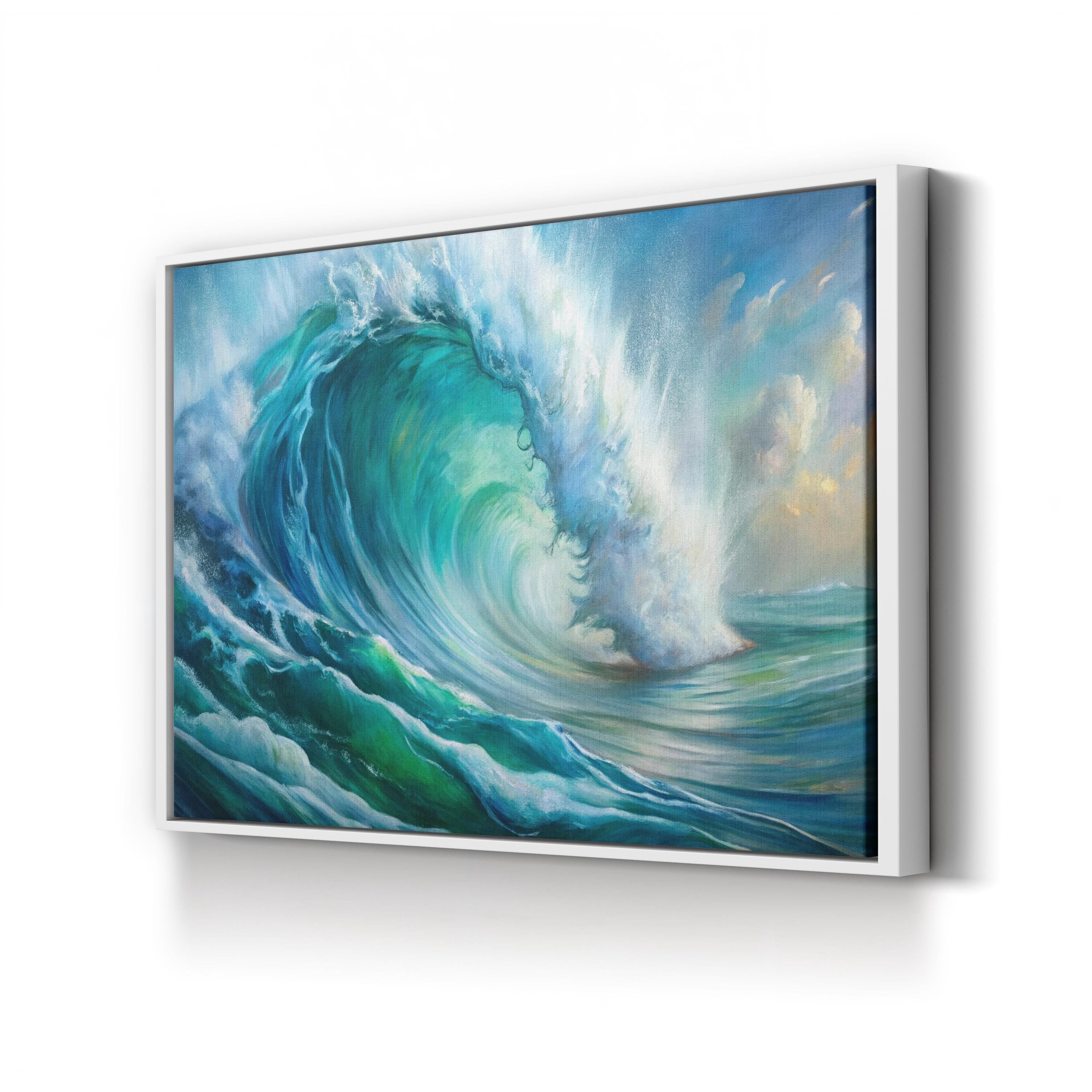 Ocean Wave Canvas Wall Art — Coastal Beach House Seascape Print