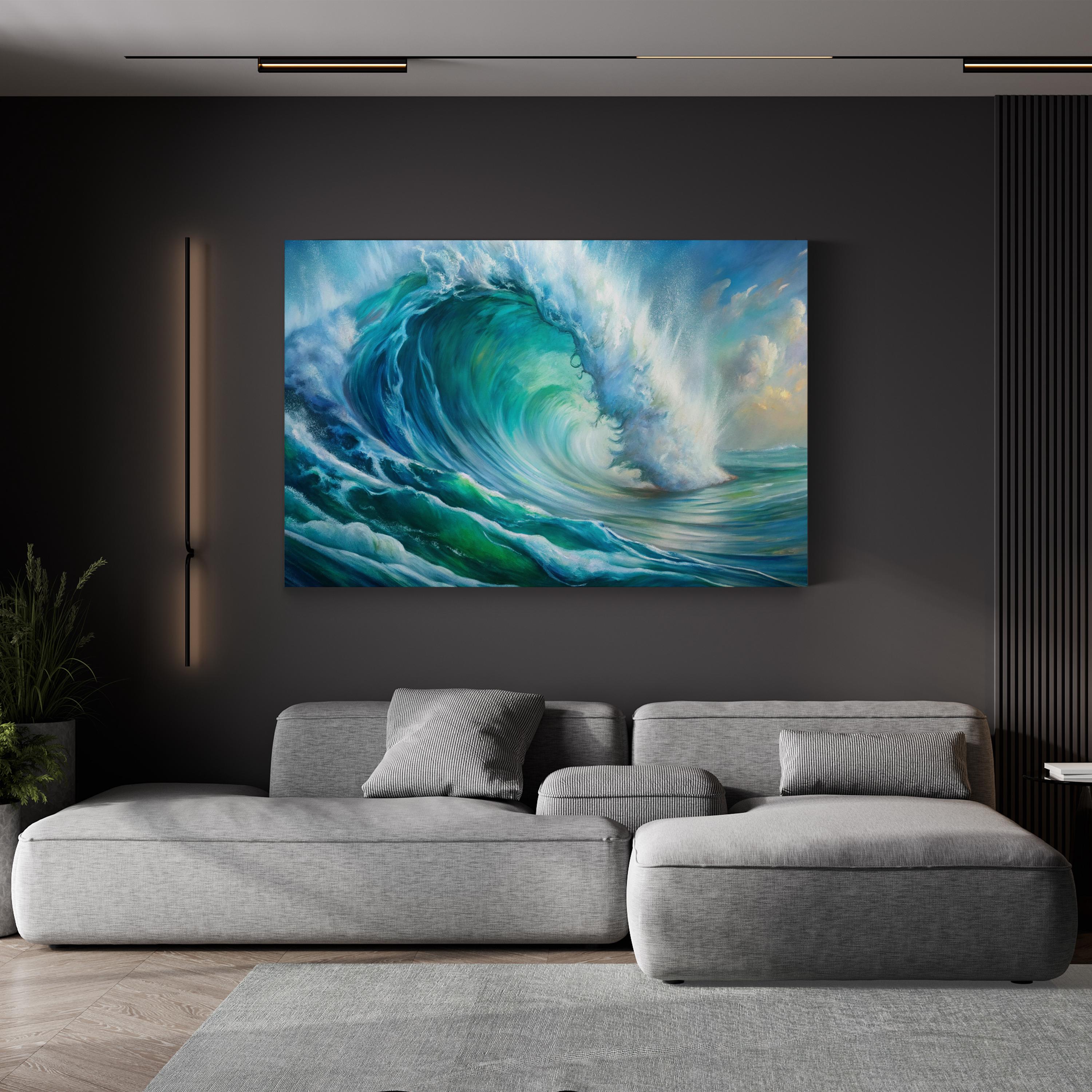 Ocean Wave Canvas Wall Art — Coastal Beach House Seascape Print