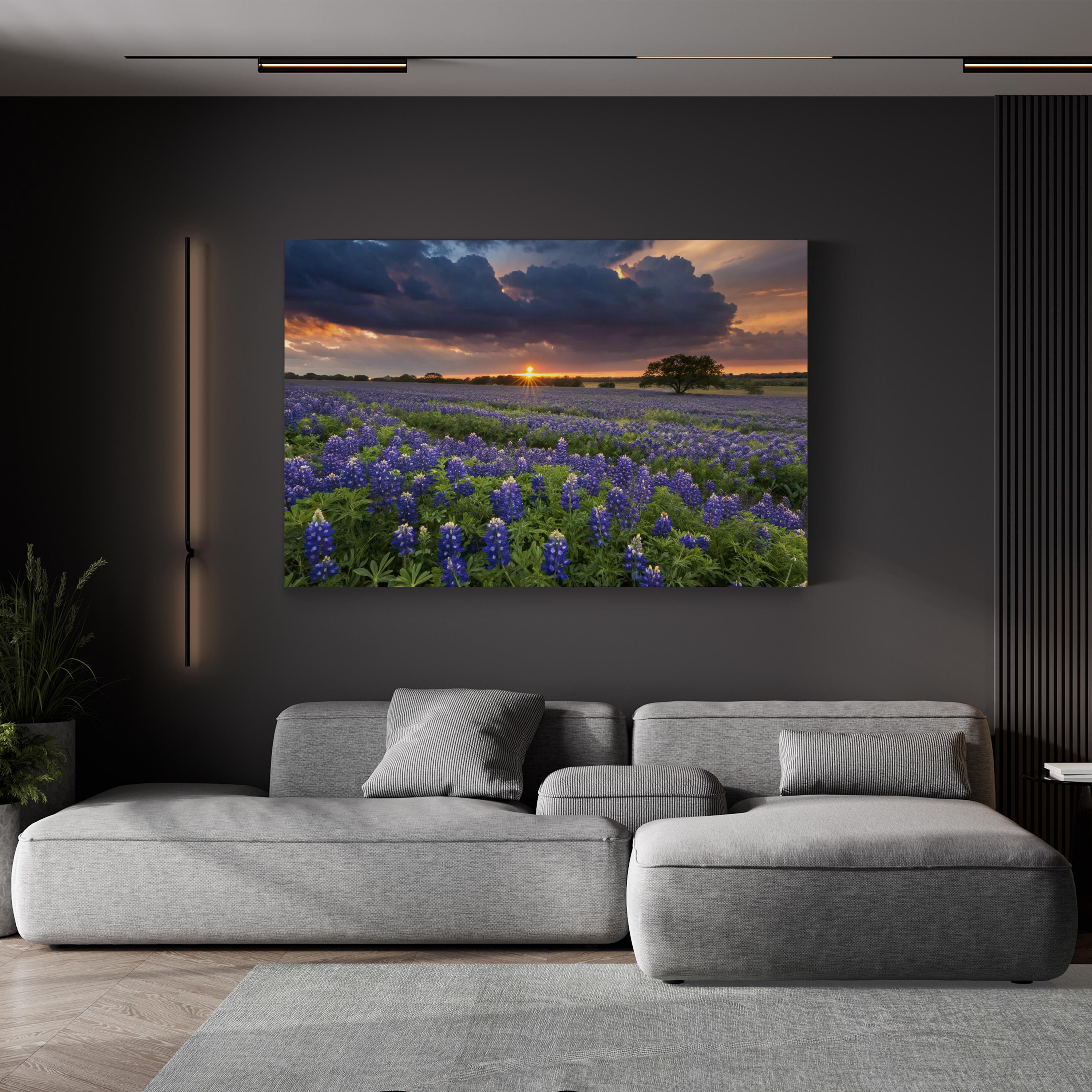 Texas Bluebonnet Field – Vintage Photography Wall Art | Wildflower Landscape Canvas Print