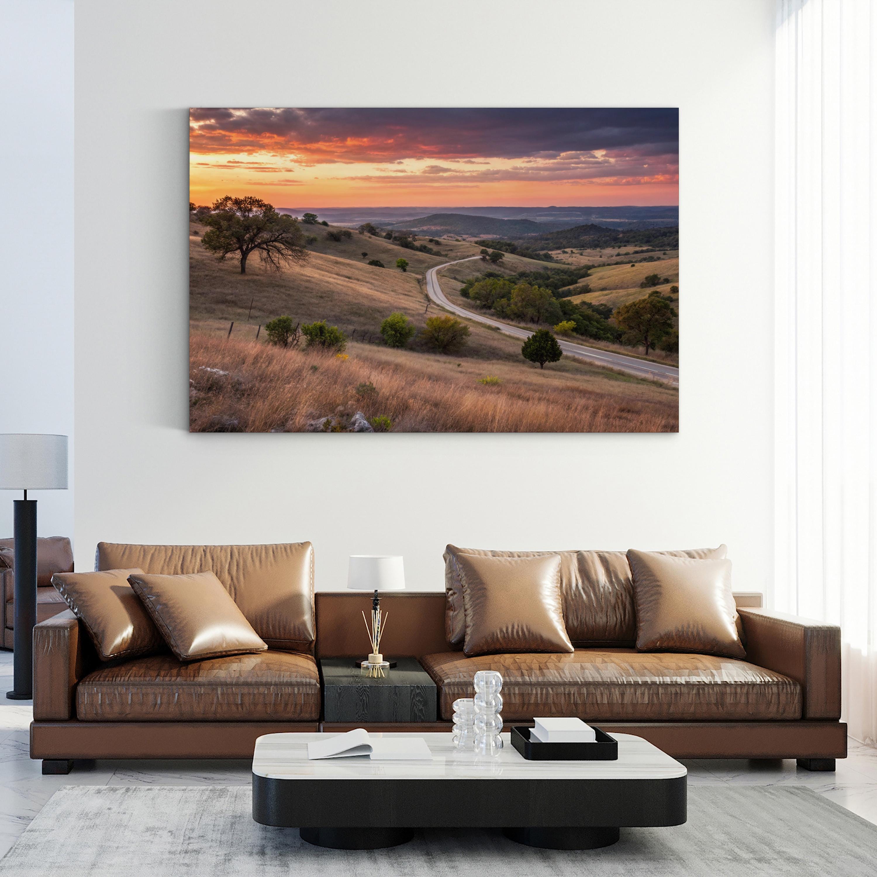 Texas Hill Country Sunset Wall Art — Rustic Landscape Photography Canvas Print