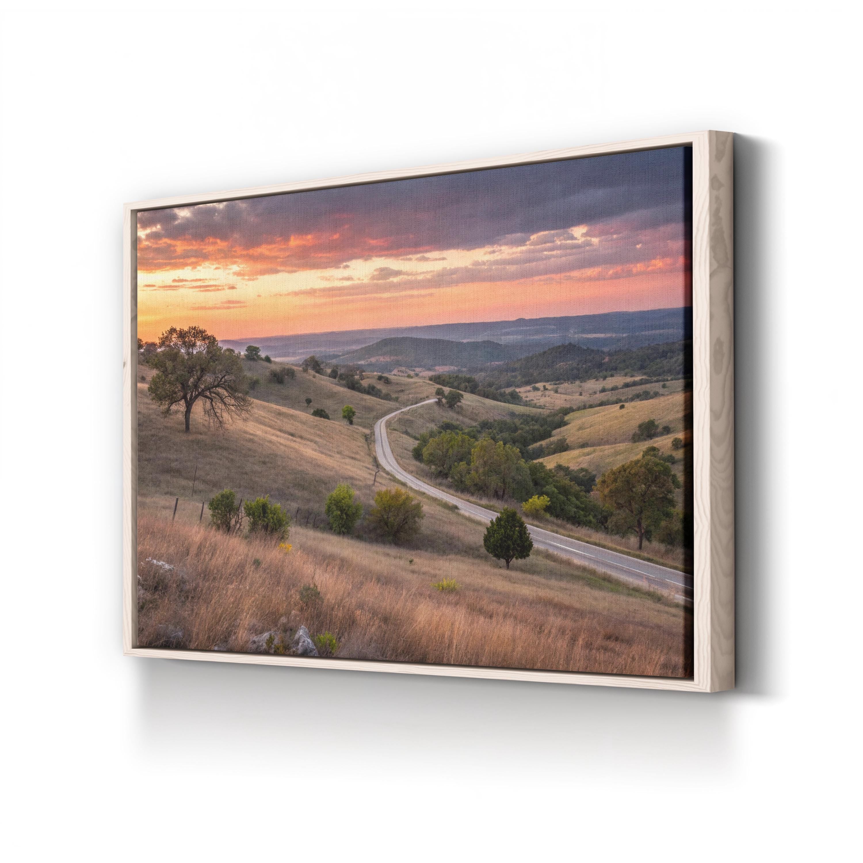 Texas Hill Country Sunset Wall Art — Rustic Landscape Photography Canvas Print