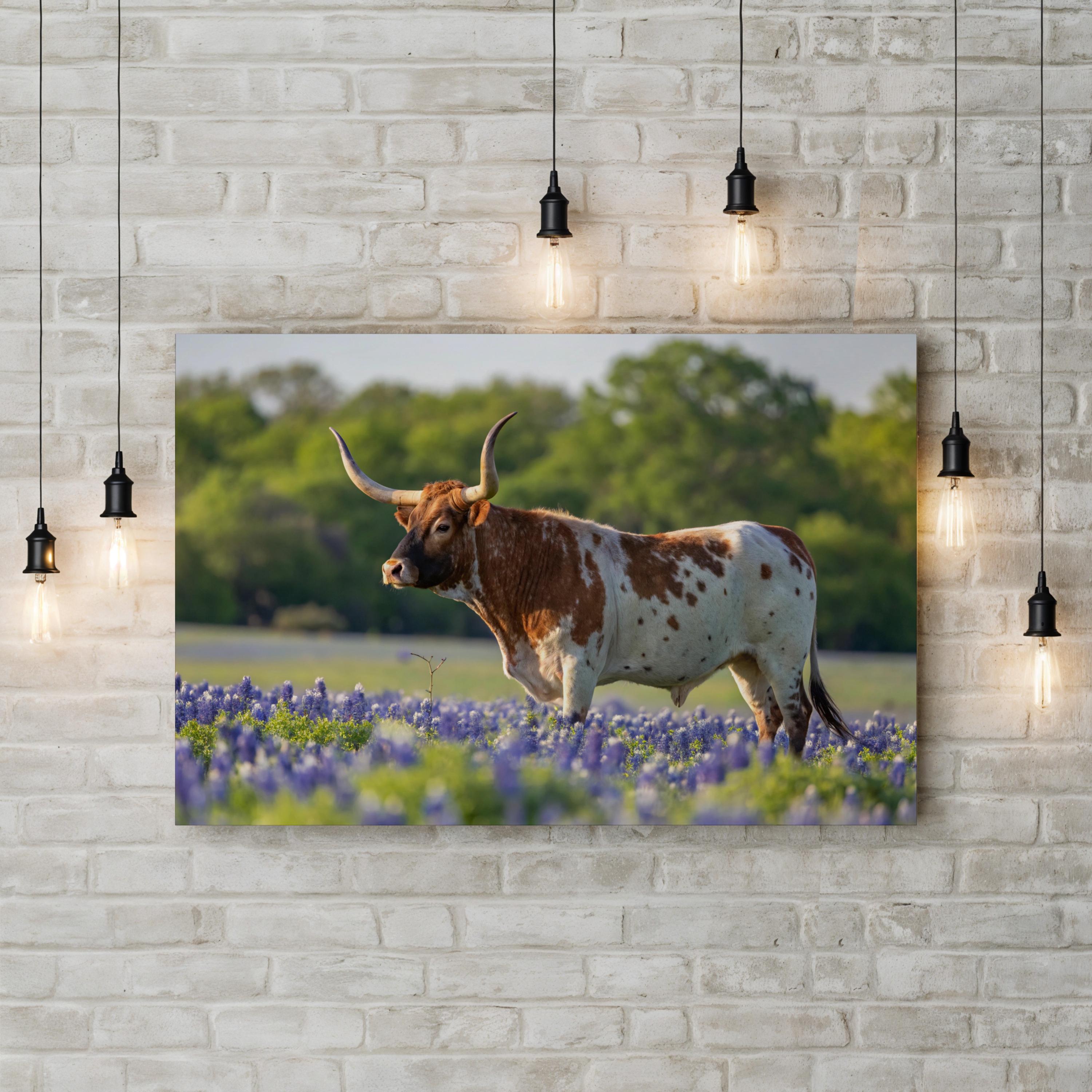 Texas Longhorn Bull Canvas – Western Farmhouse Wall Art