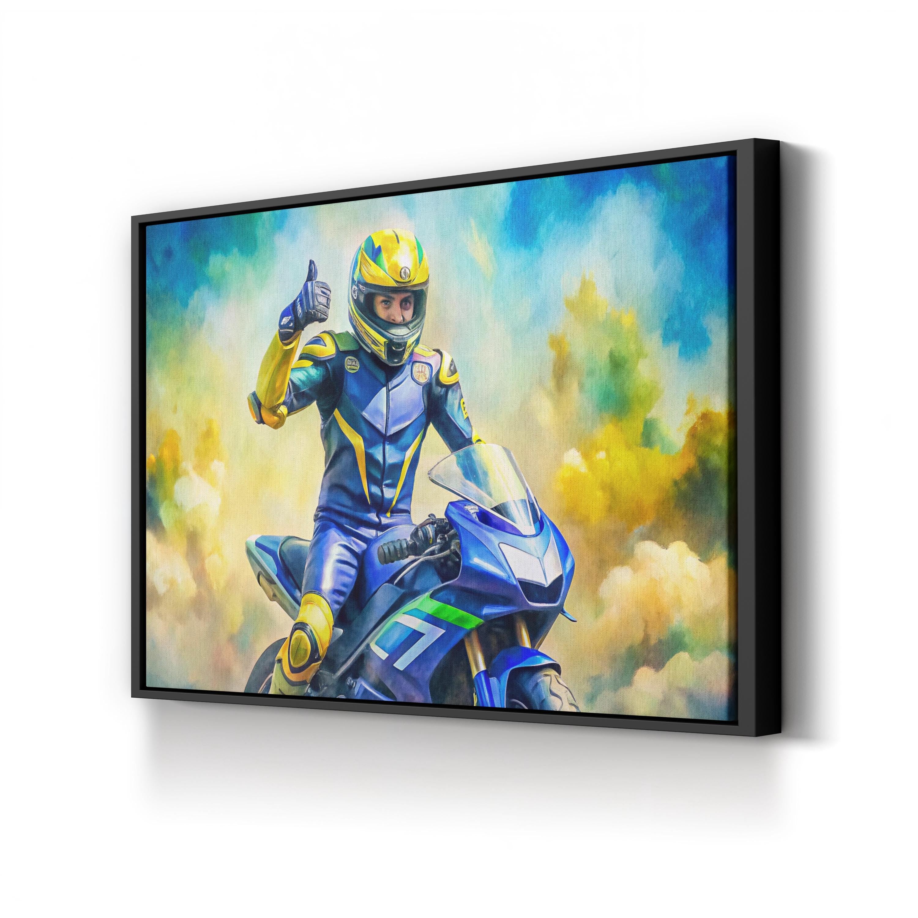 Motorcycle Racing GP Legend – Period Illustration Wall Art | Sports Canvas Print