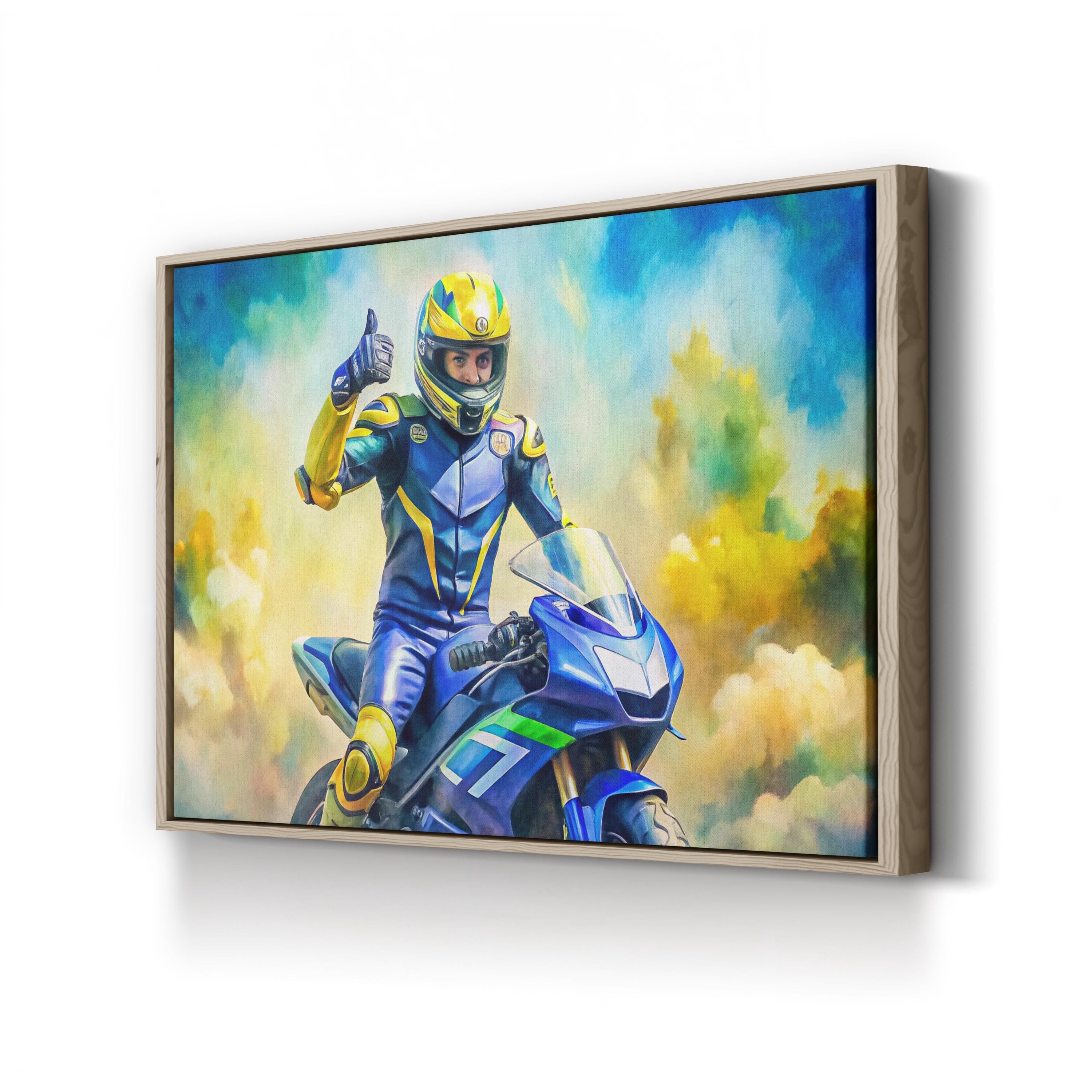 Motorcycle Racing GP Legend – Period Illustration Wall Art | Sports Canvas Print