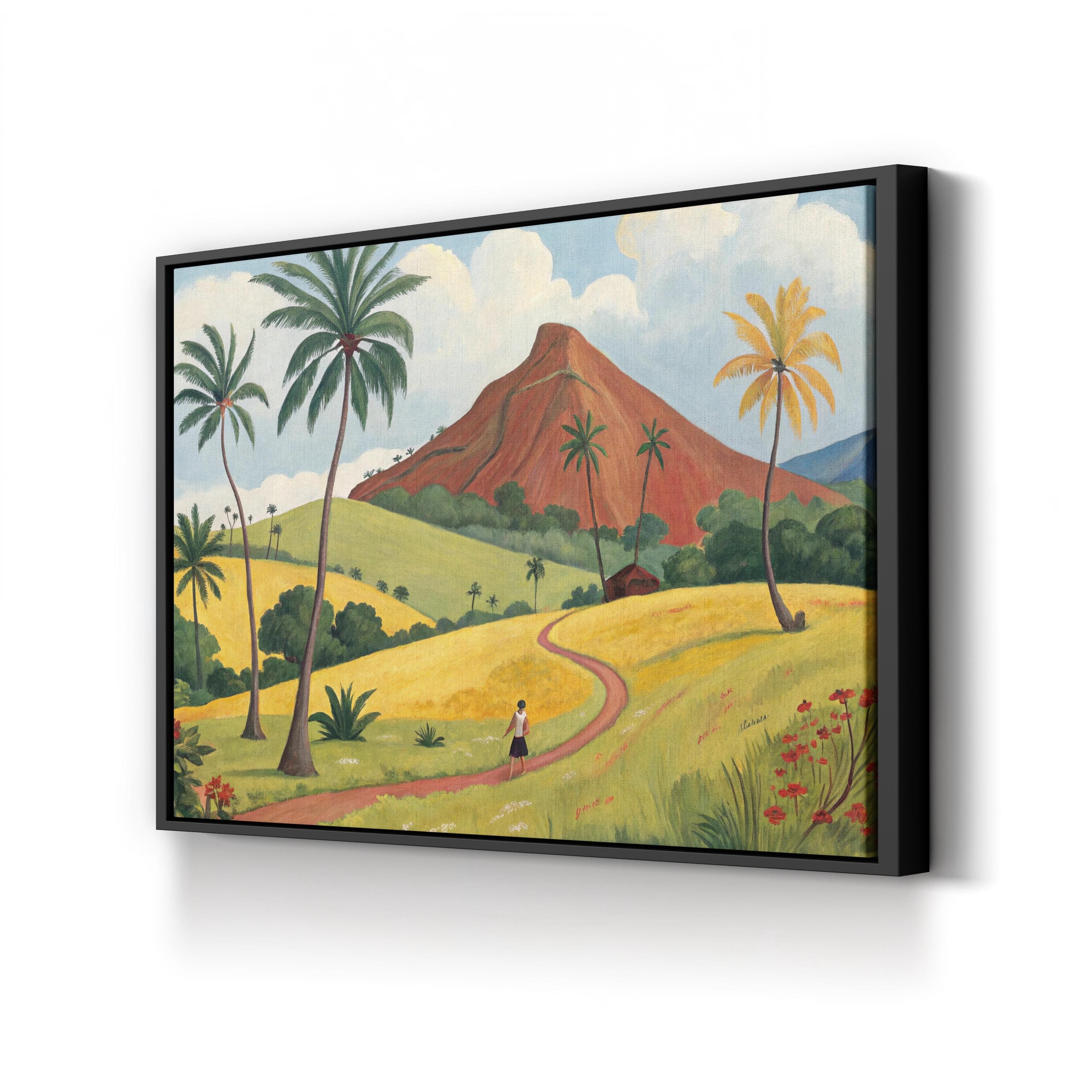 Tropical Island Mountain – Period Illustration Wall Art | Scenic Landscape Canvas Print