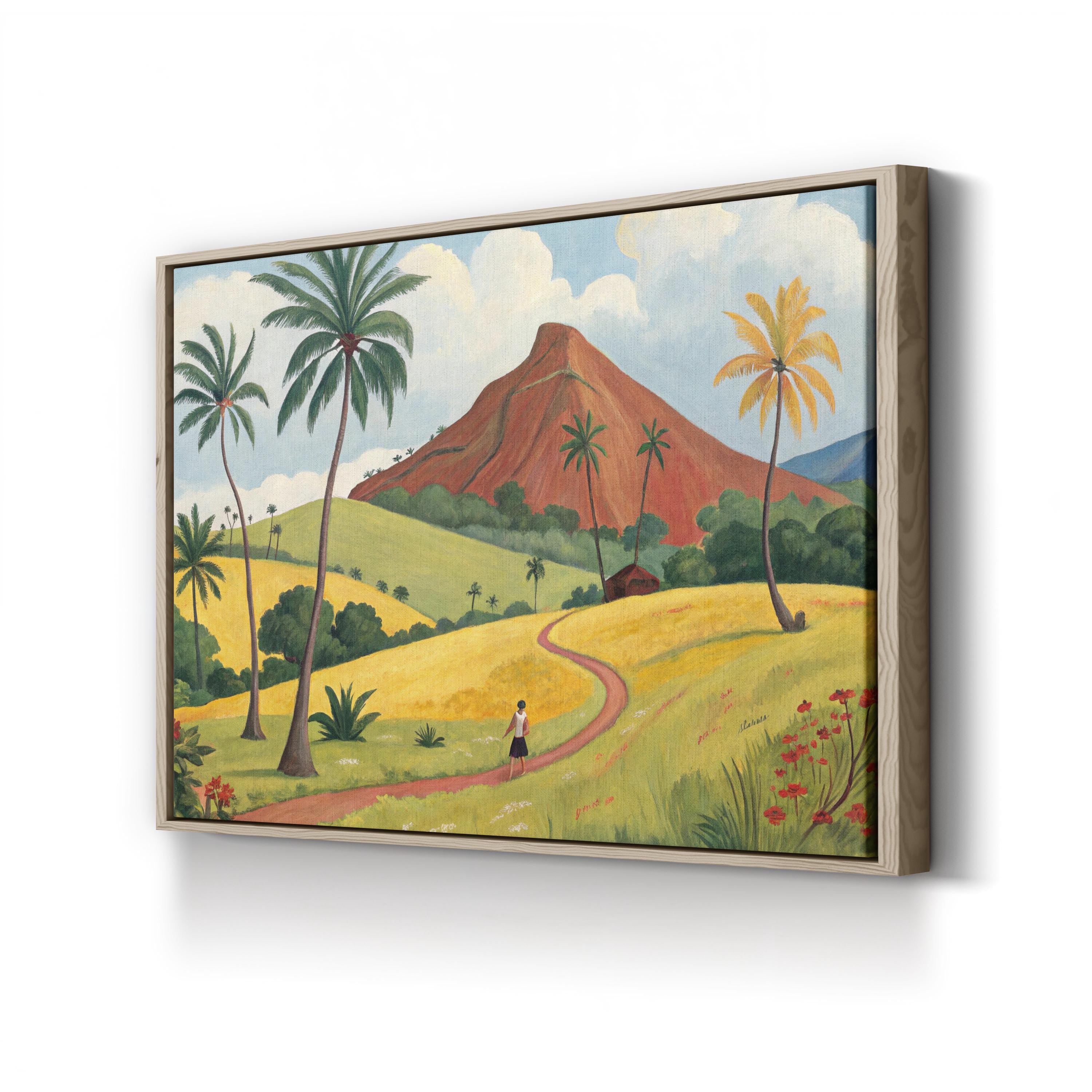 Tropical Island Mountain – Period Illustration Wall Art | Scenic Landscape Canvas Print