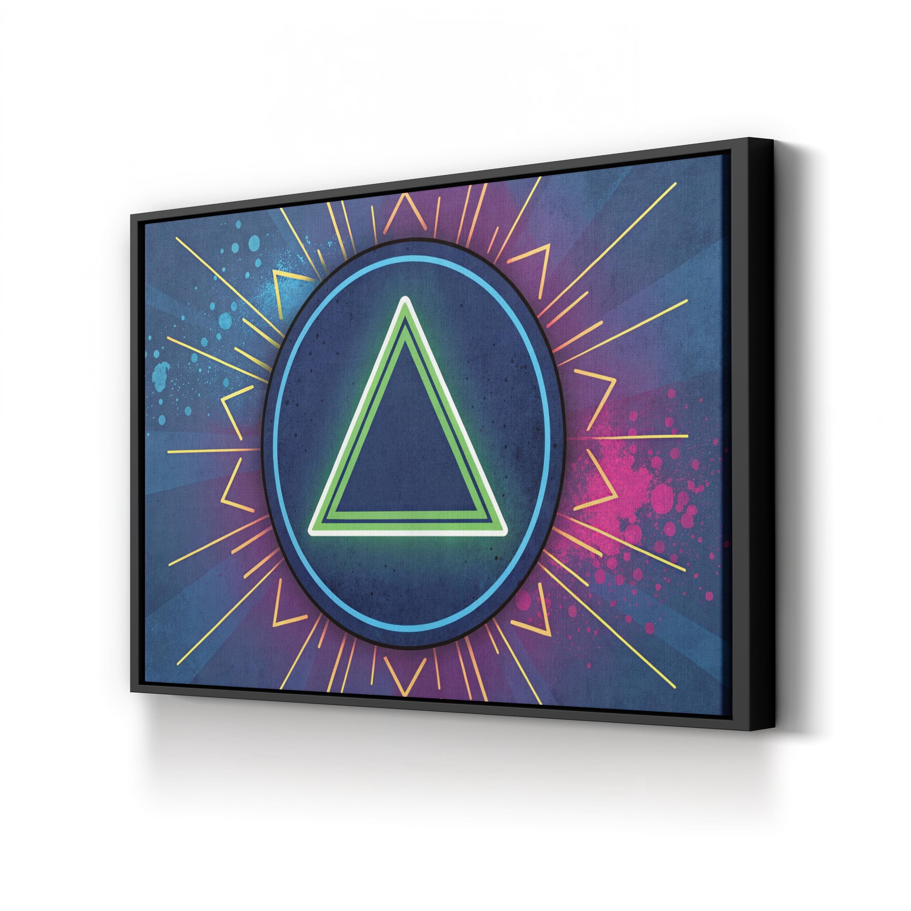 Neon Triangle – Period Illustration Wall Art | Abstract Geometric Canvas Print