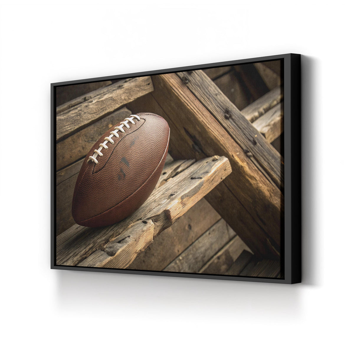 Vintage Football Still Life canvas print in Black Framed Canvas