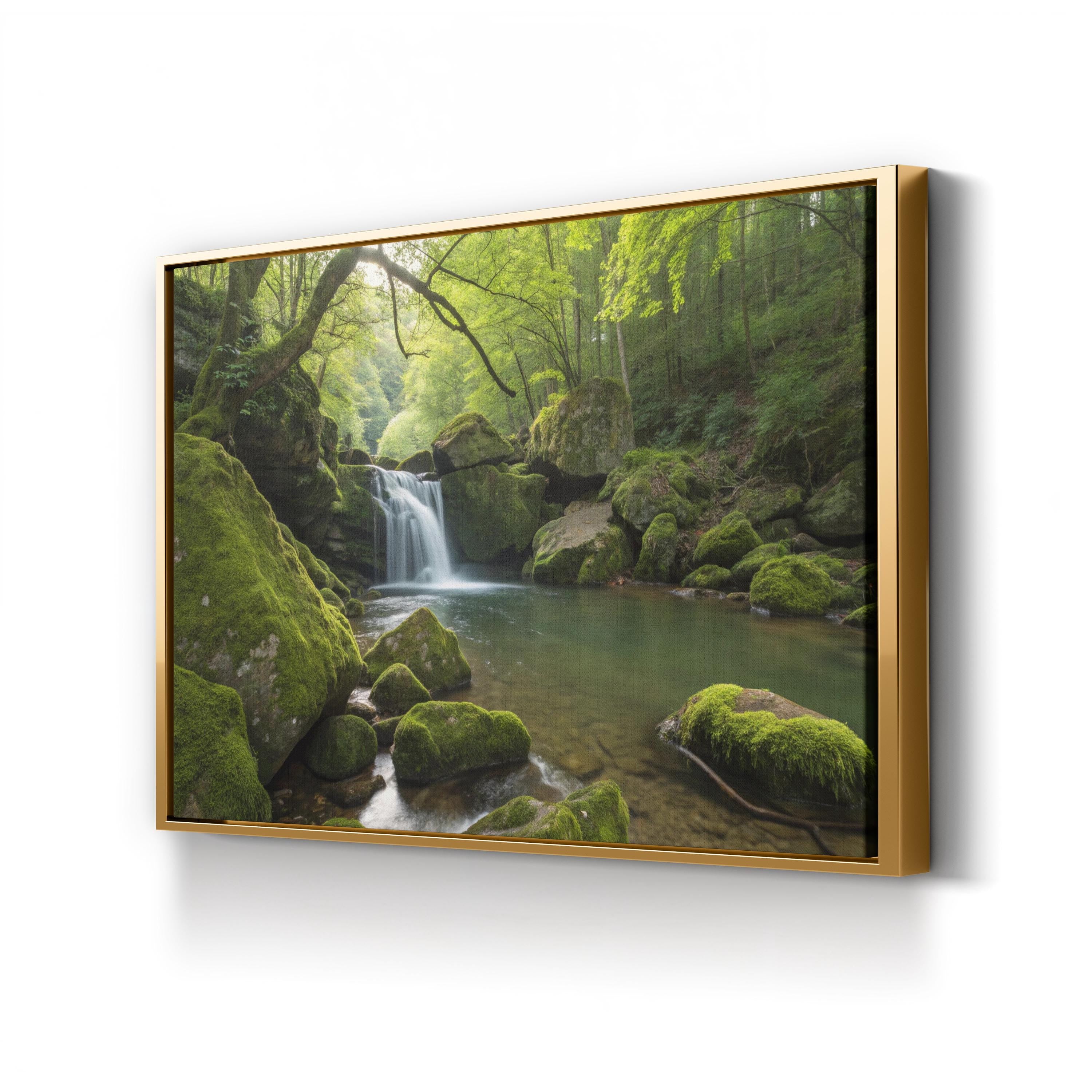 Rock Creek Waterfall – Vintage Photography Wall Art | Mountain Stream Canvas Print