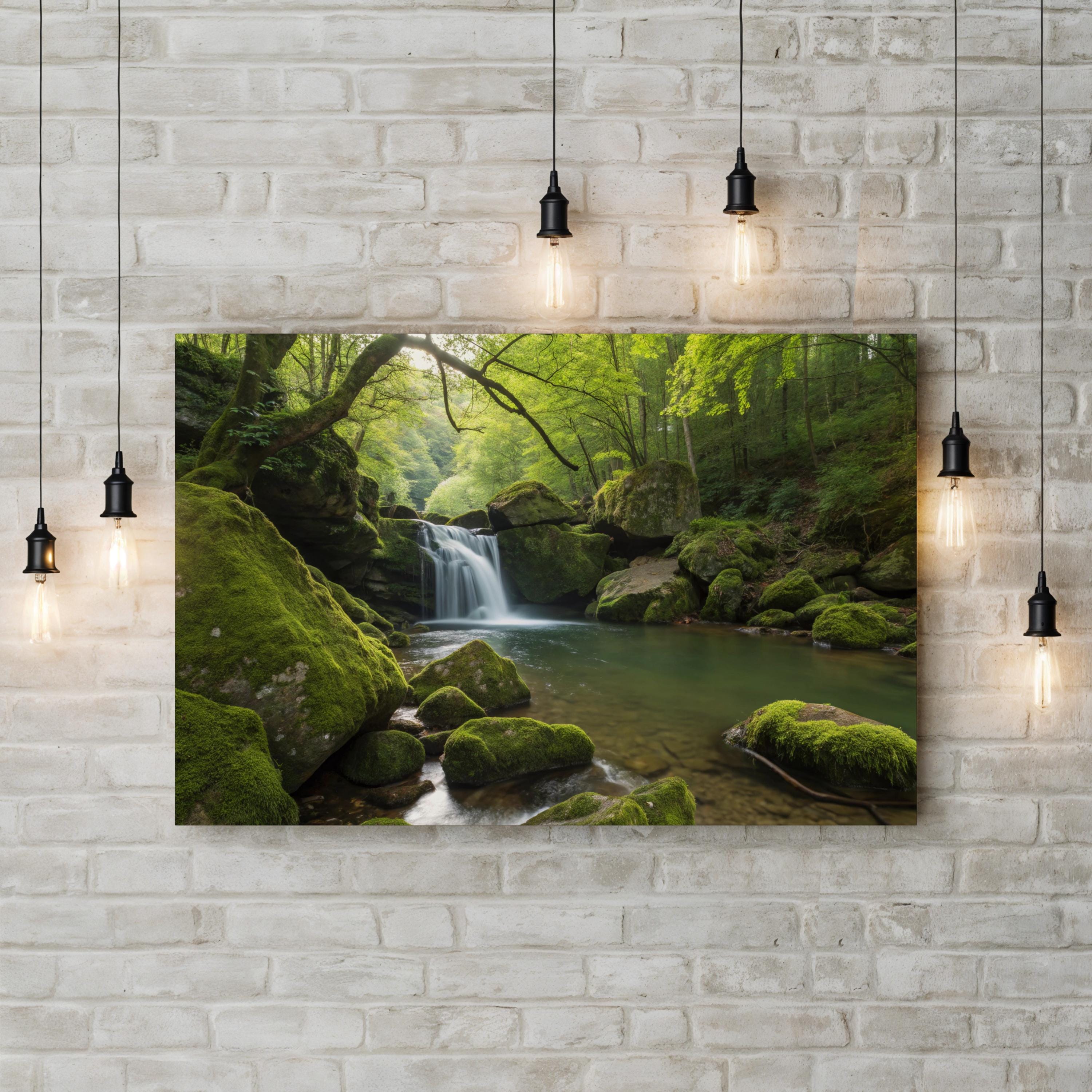 Rock Creek Waterfall – Vintage Photography Wall Art | Mountain Stream Canvas Print