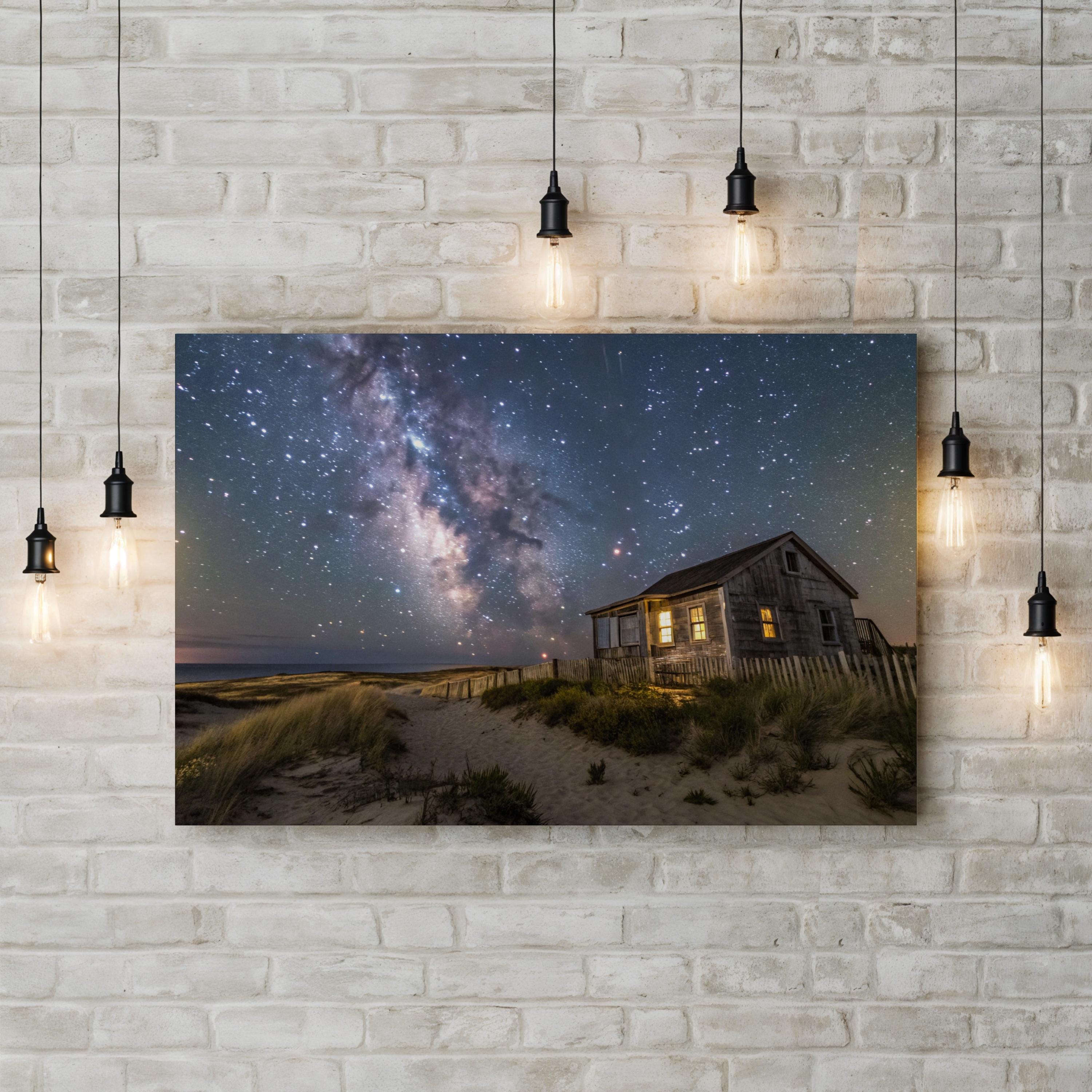 Welcome Home Starry Night – Vintage Photography Wall Art | Cozy Home Canvas Print
