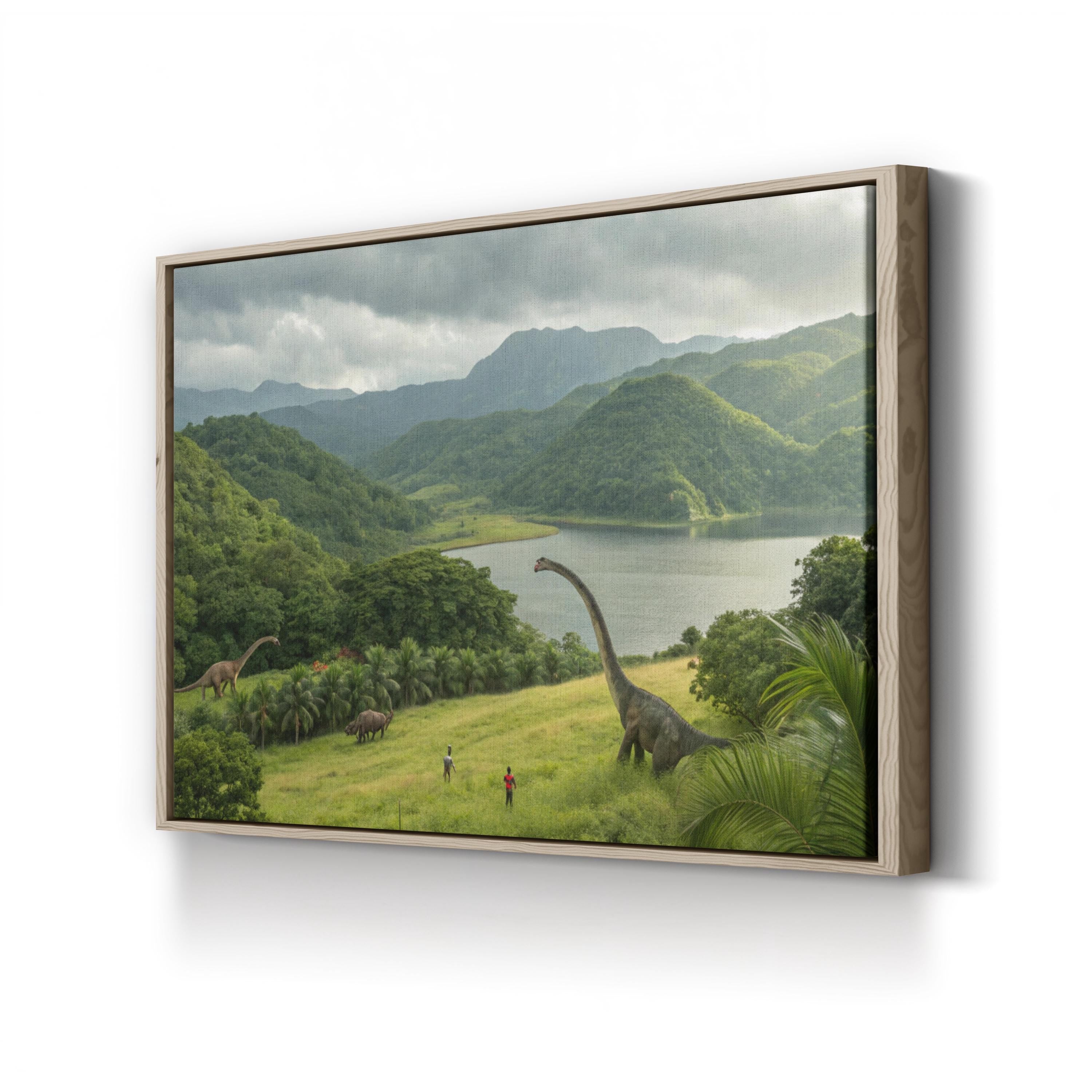 Jurassic Prehistoric Valley – Period Illustration Wall Art | Cinematic Dinosaur Canvas Print