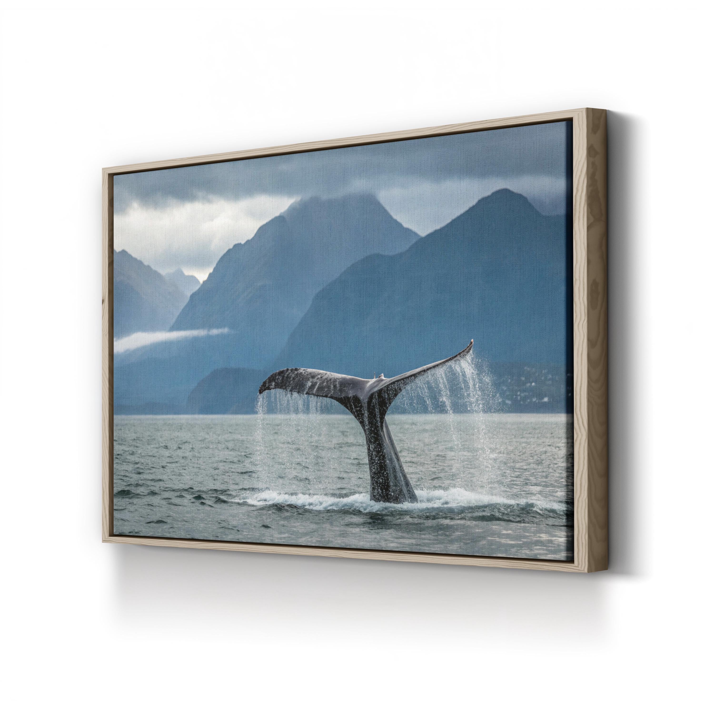 Whale Tail Canvas Wall Art — Coastal Whale Tail Print, Alaskan Ocean Landscape Decor