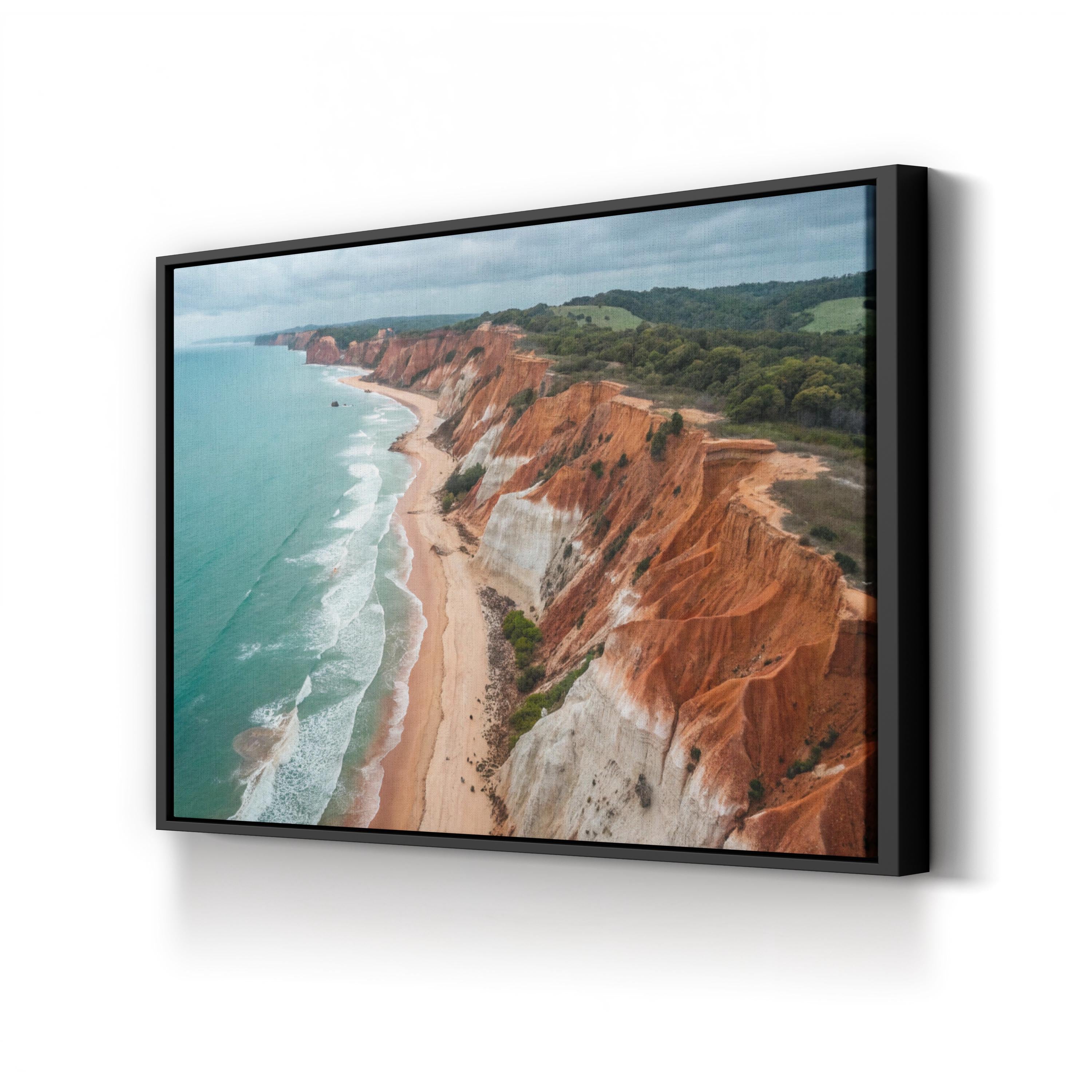 Praia da Falésia Coastal Canvas Print — Algarve Portugal Red Cliffs Ocean Landscape Art