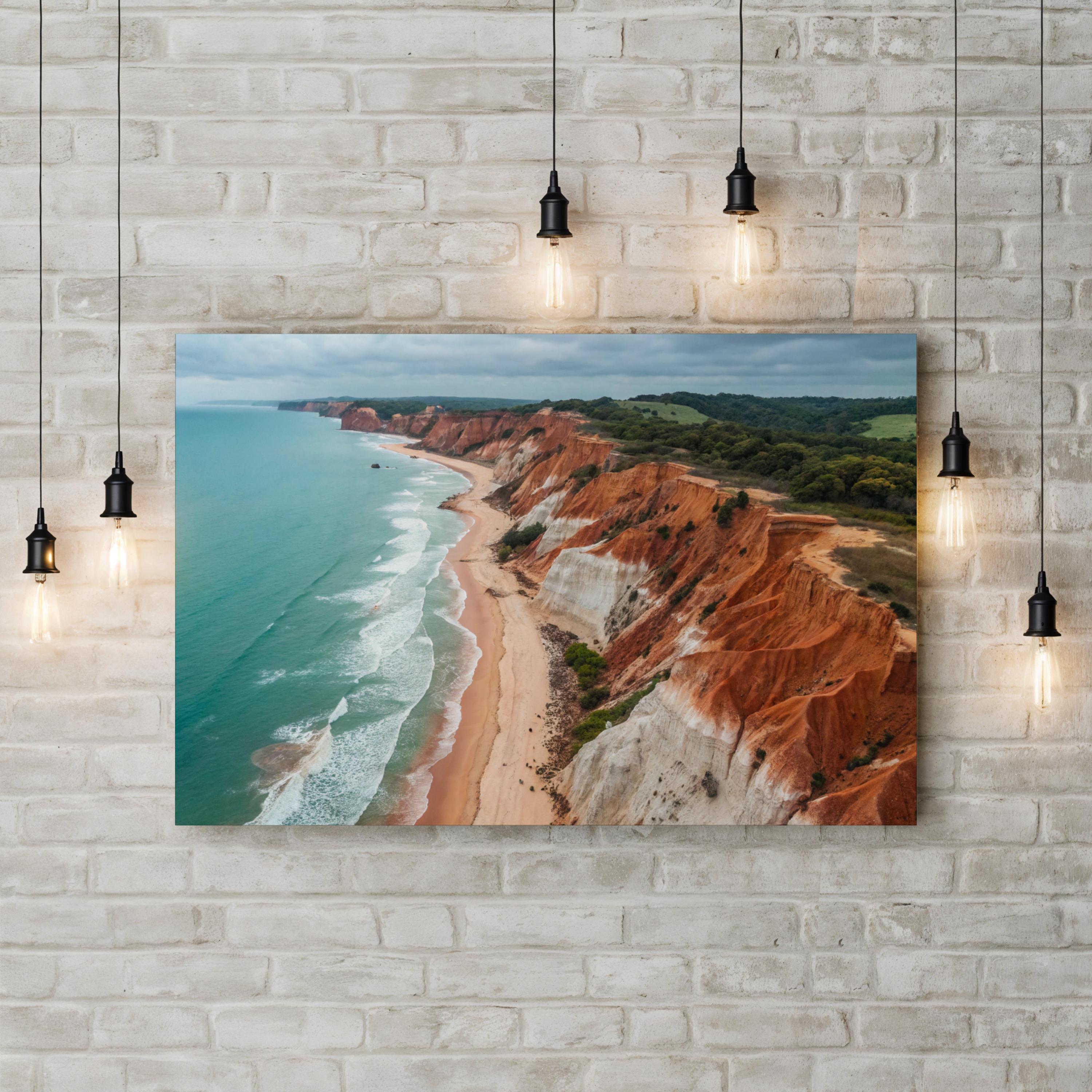 Praia da Falésia Coastal Canvas Print — Algarve Portugal Red Cliffs Ocean Landscape Art