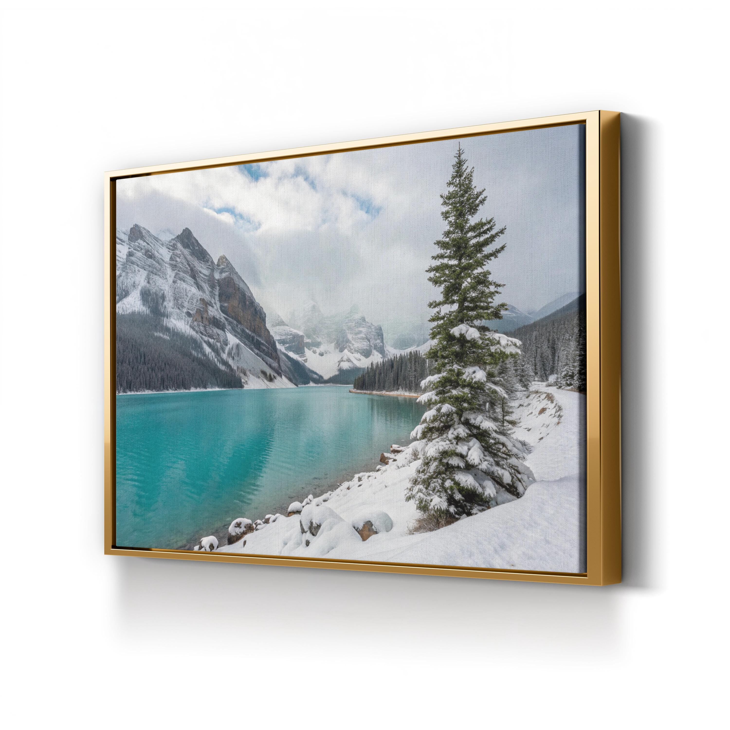 Winter Lake Alpine Snow – Vintage Photography Wall Art | Snowy Landscape Canvas Print