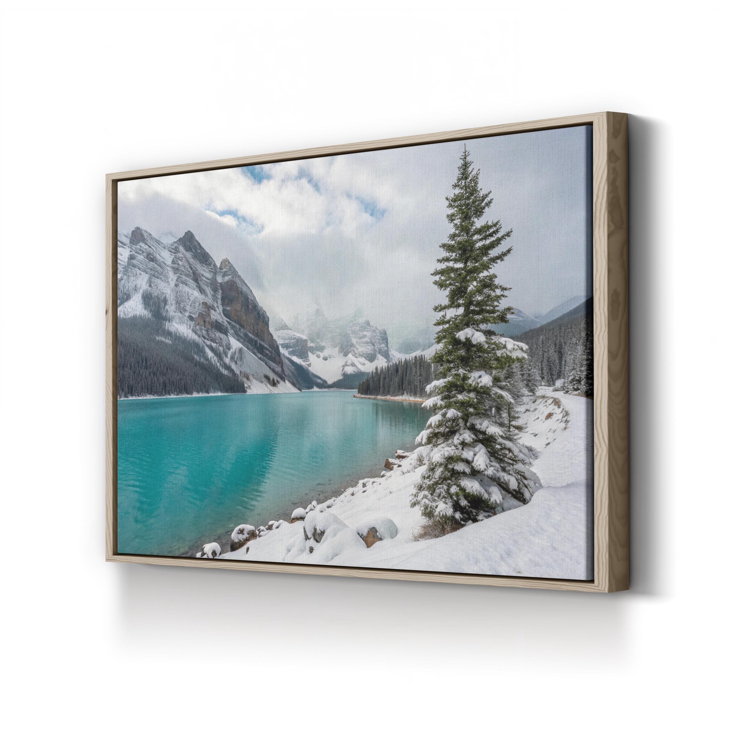 Winter Lake Alpine Snow – Vintage Photography Wall Art | Snowy Landscape Canvas Print