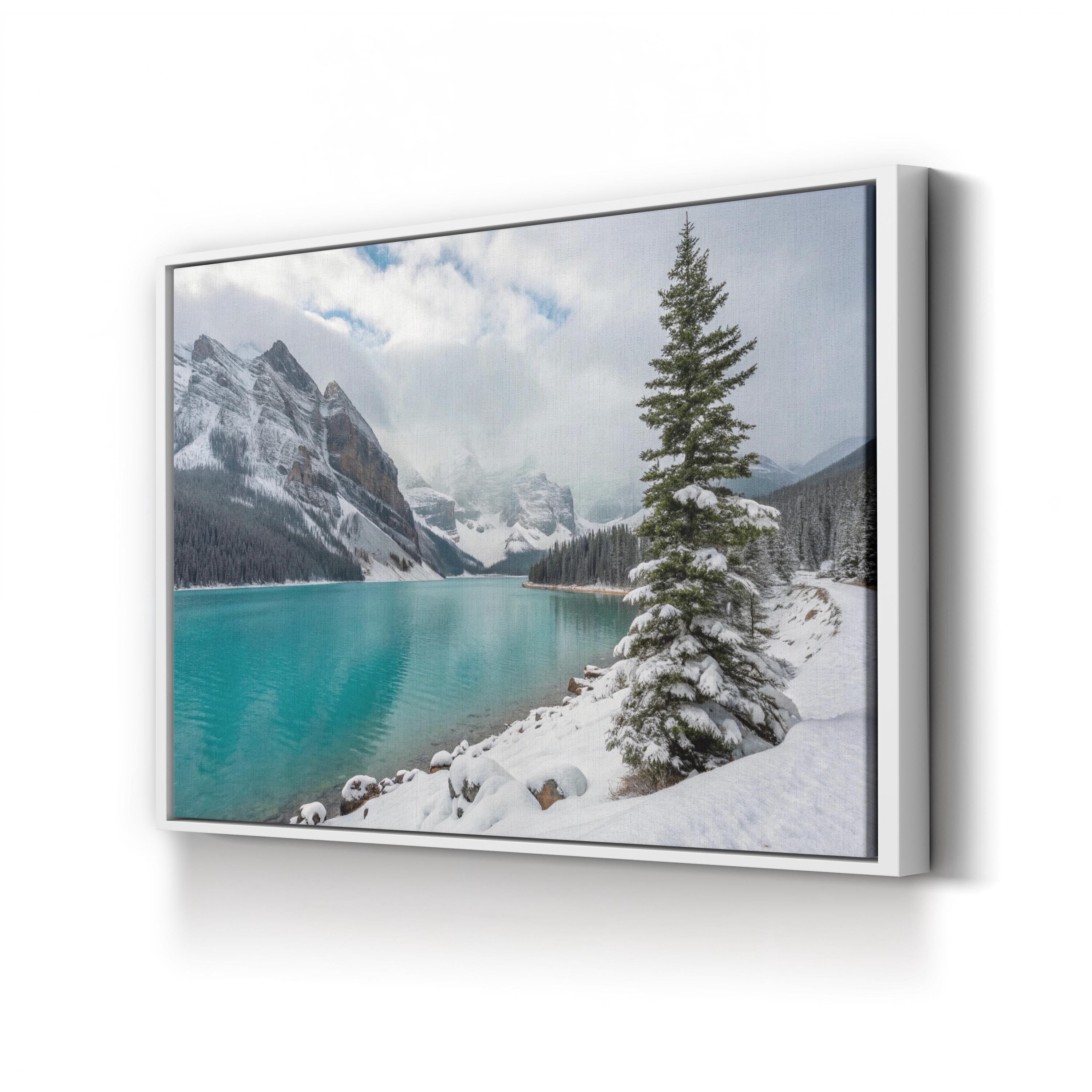 Winter Lake Alpine Snow – Vintage Photography Wall Art | Snowy Landscape Canvas Print
