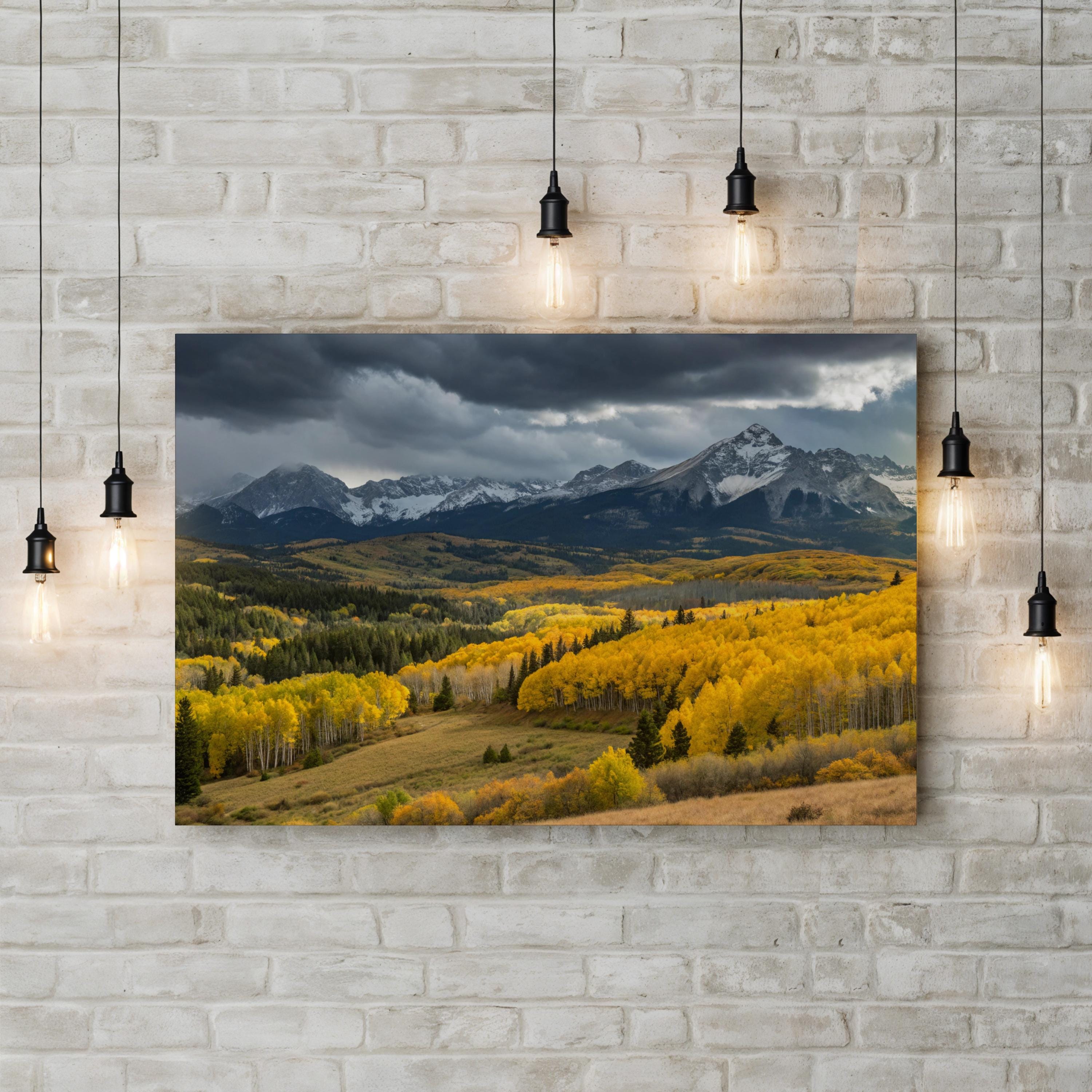 Yellow Autumn Aspen Hills – Vintage Photography Wall Art | Fall Landscape Canvas Print