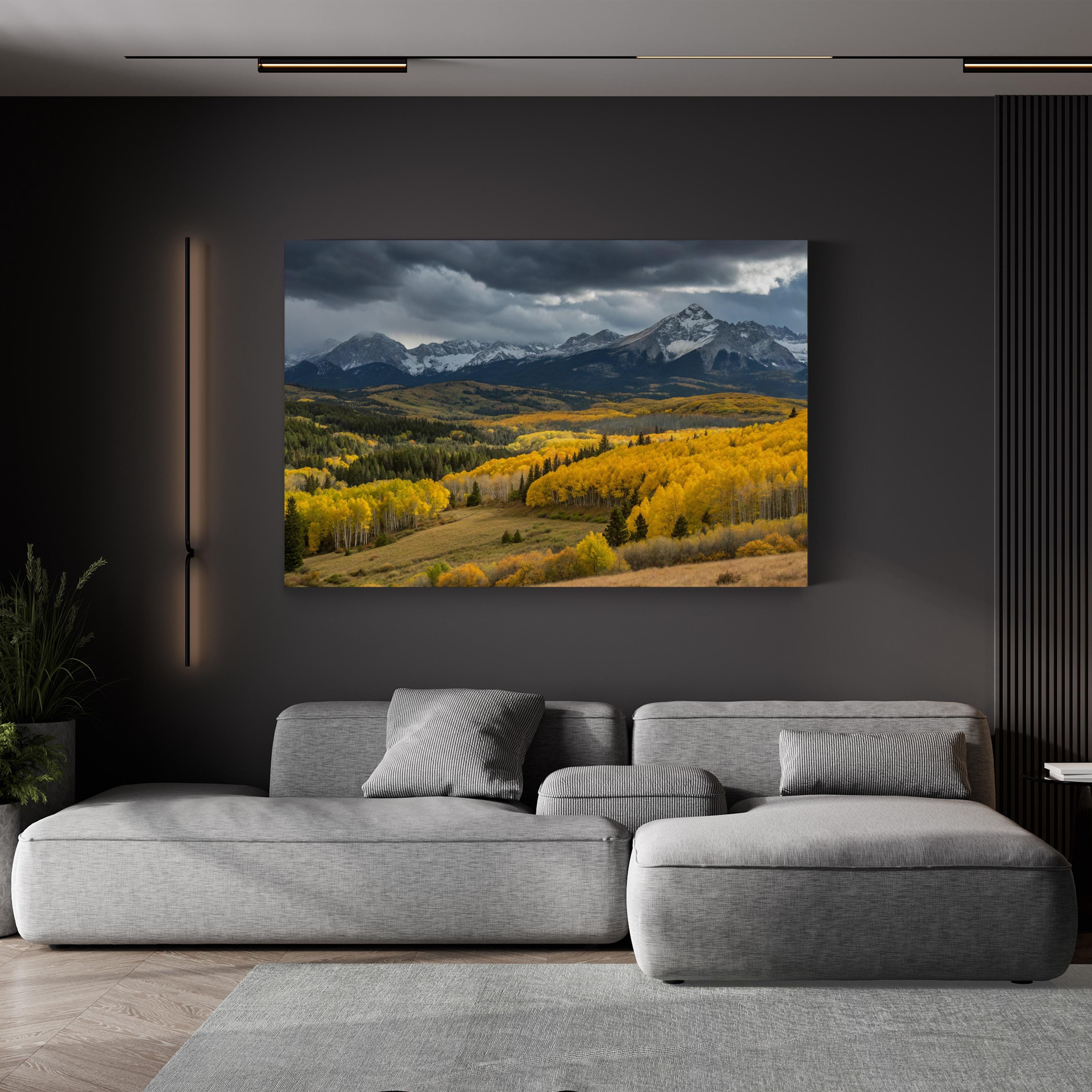 Yellow Autumn Aspen Hills – Vintage Photography Wall Art | Fall Landscape Canvas Print