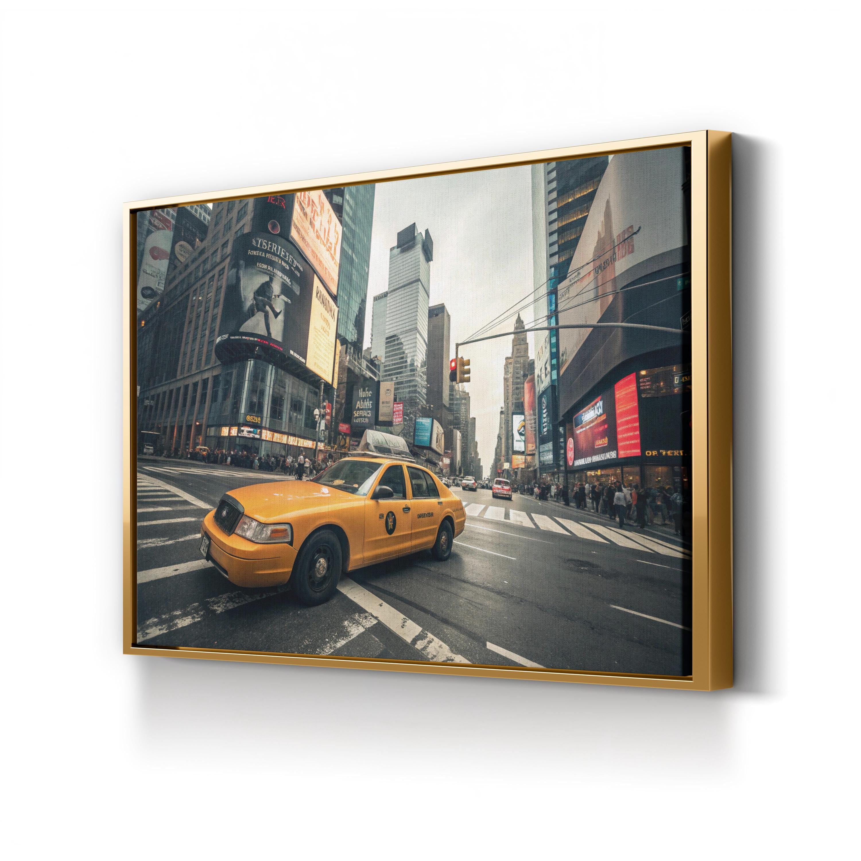 Yellow Cab NYC – Vintage Photography Wall Art | City Street Canvas Print
