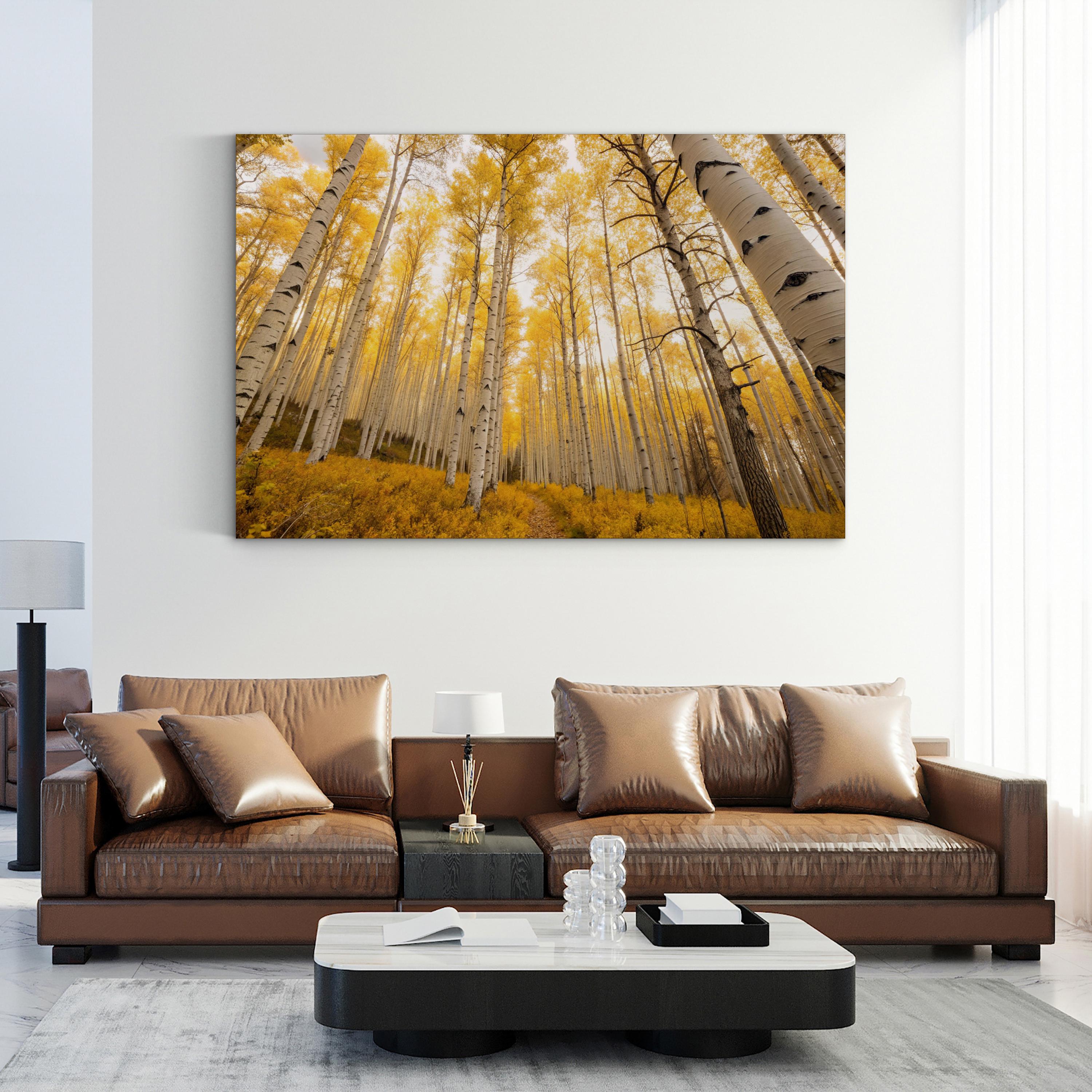 Golden Autumn Forest – Vintage Photography Wall Art | Scenic Fall Landscape Canvas Print