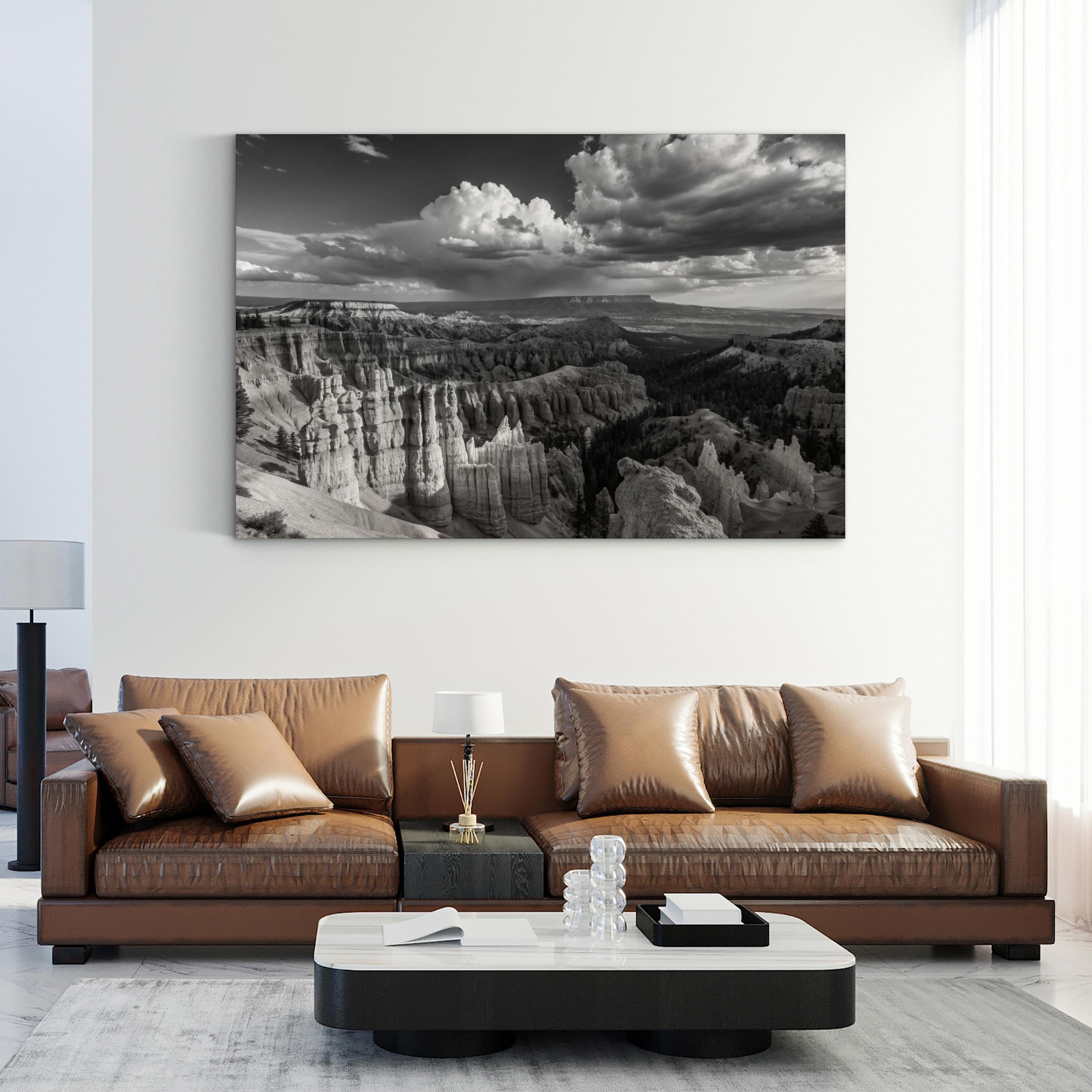 Hoodoo Rock Formations – Vintage Photography Wall Art | Black & White Landscape Canvas Print