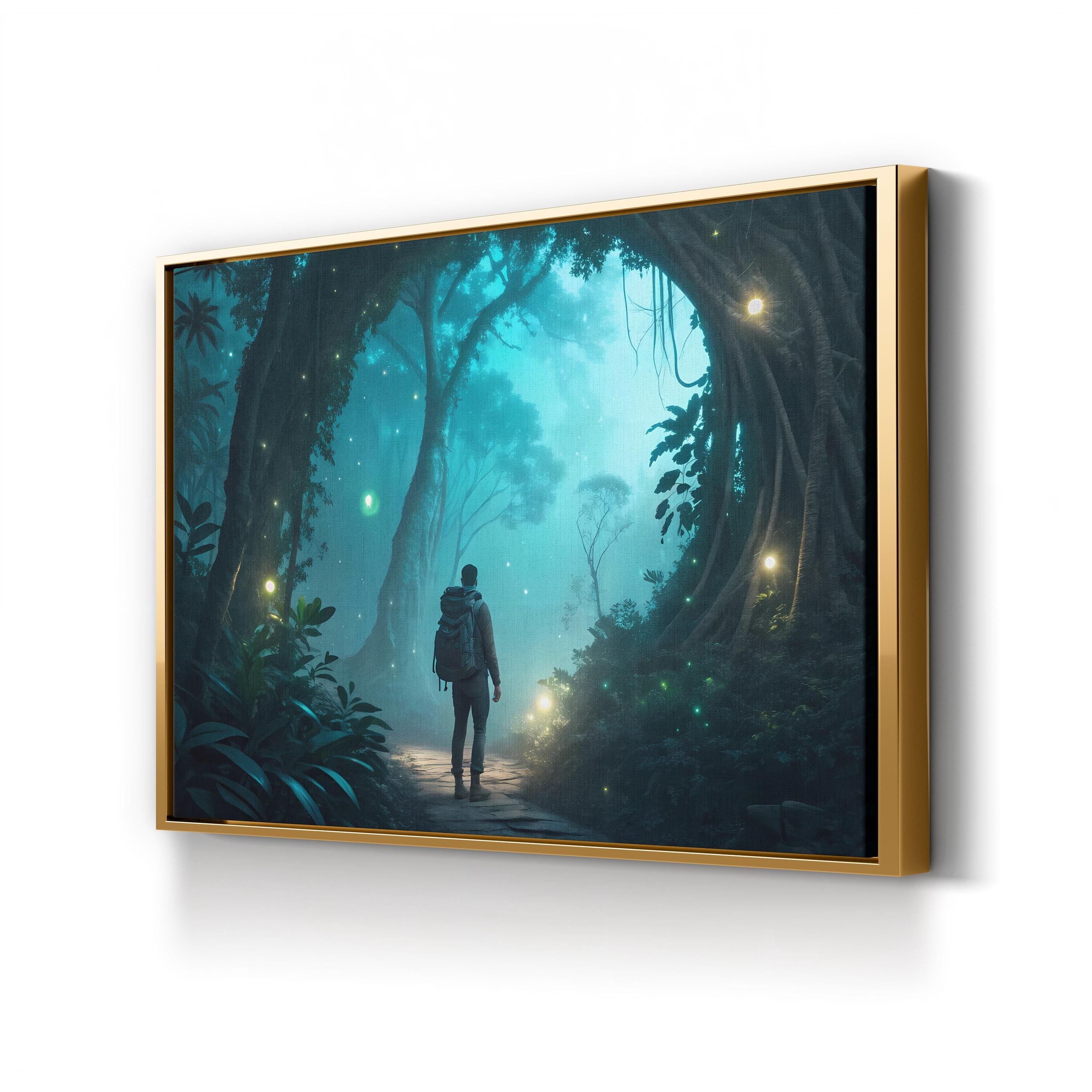 Magical Forest Fireflies – Period Illustration Wall Art | Enchanted Woodland Canvas Print