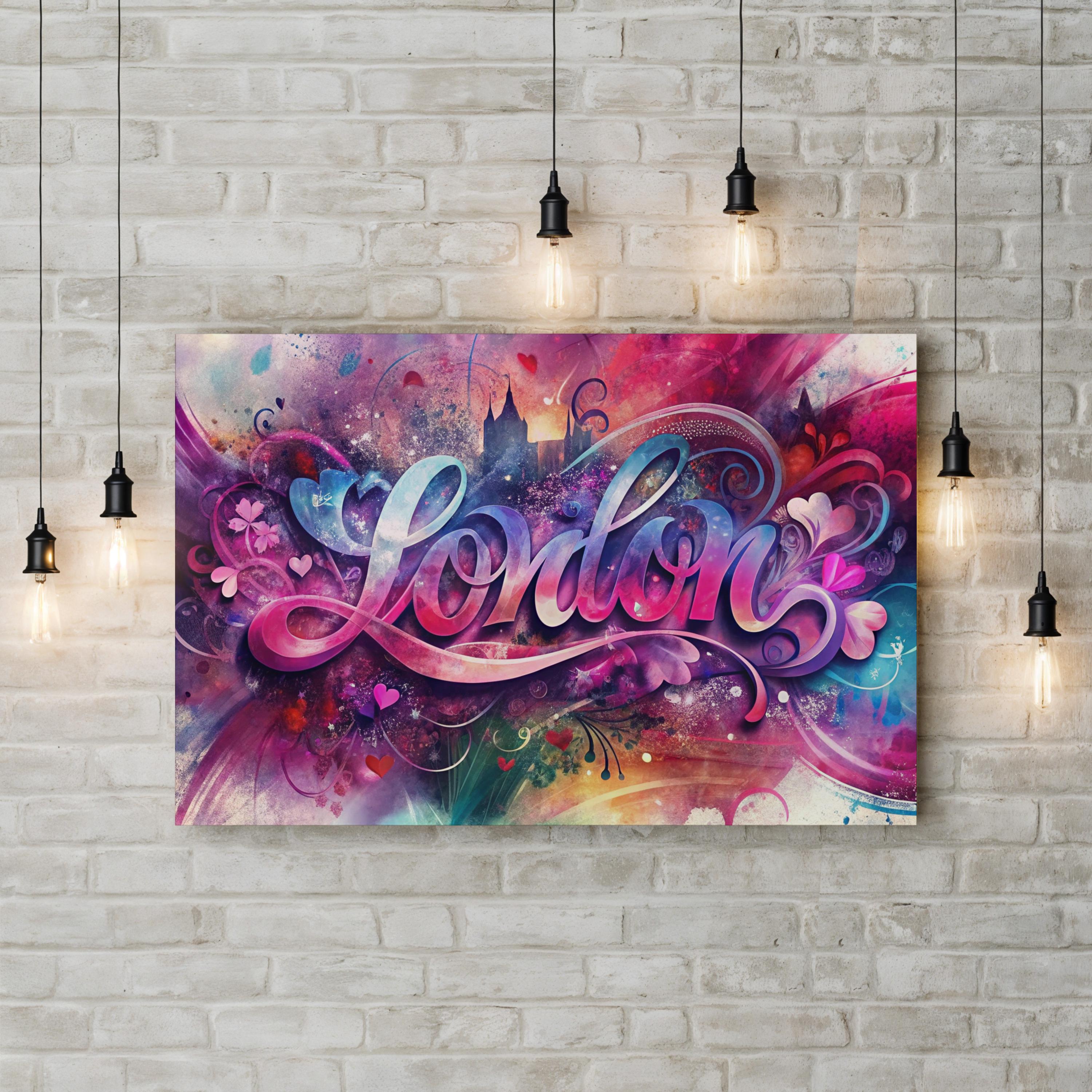 Love London Canvas – Colourful Typography & Landmarks