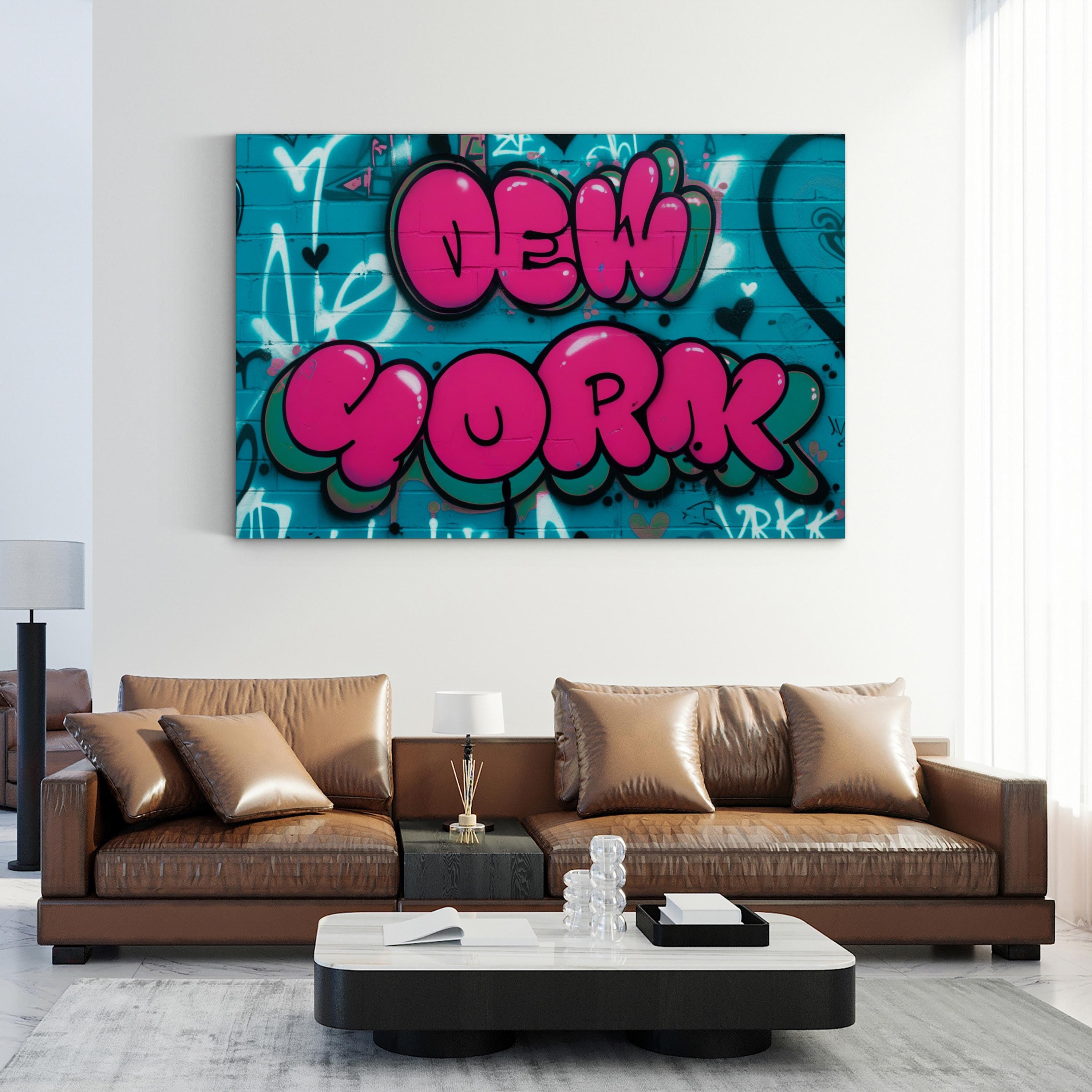 Love New York Graffiti Typography – Period Illustration Wall Art | Urban Canvas Print