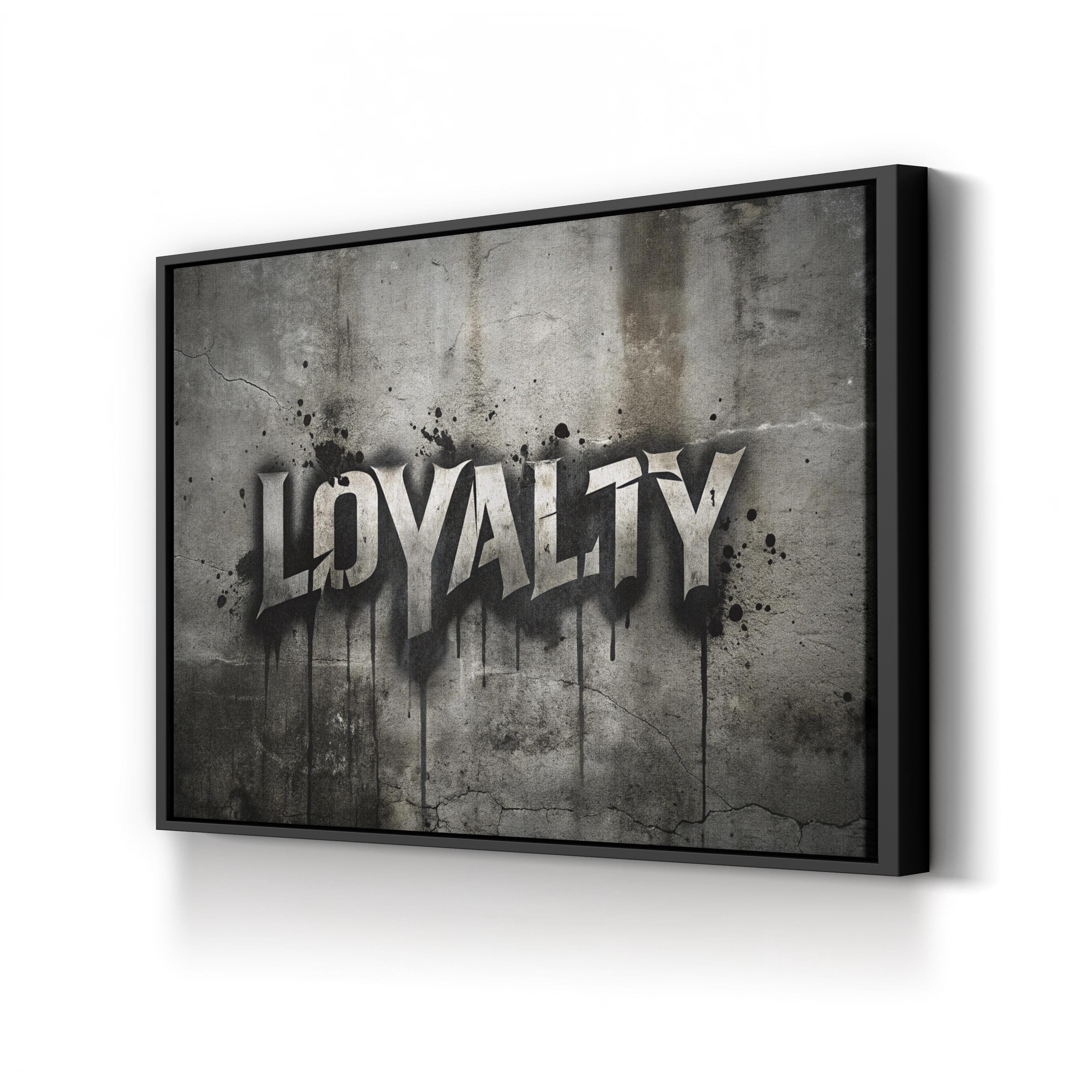 Loyalty Graffiti Stencil Canvas Art: Motivational Urban Wall Decor