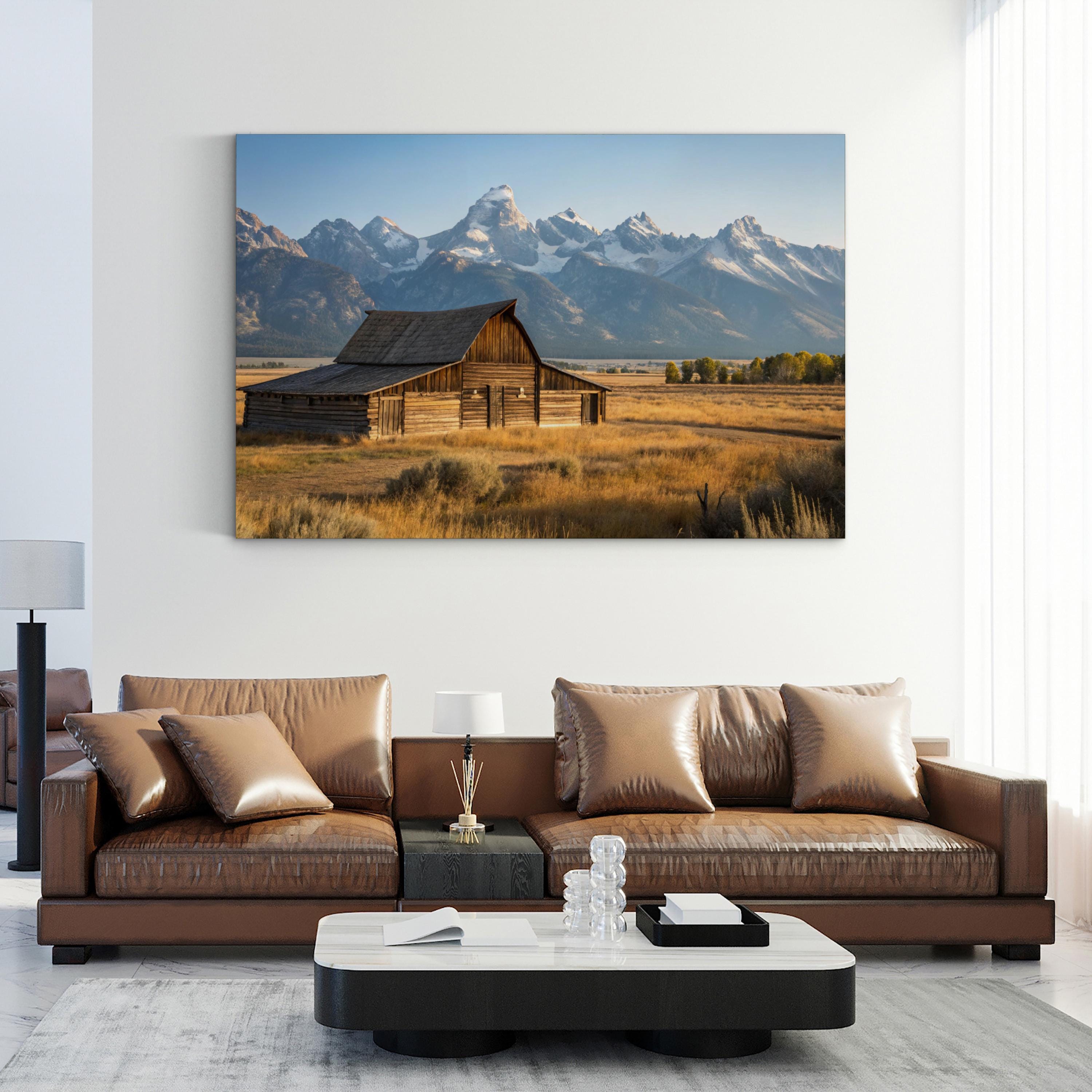 Grand Tetons Barn – Vintage Photography Wall Art | Rustic Western Canvas Print