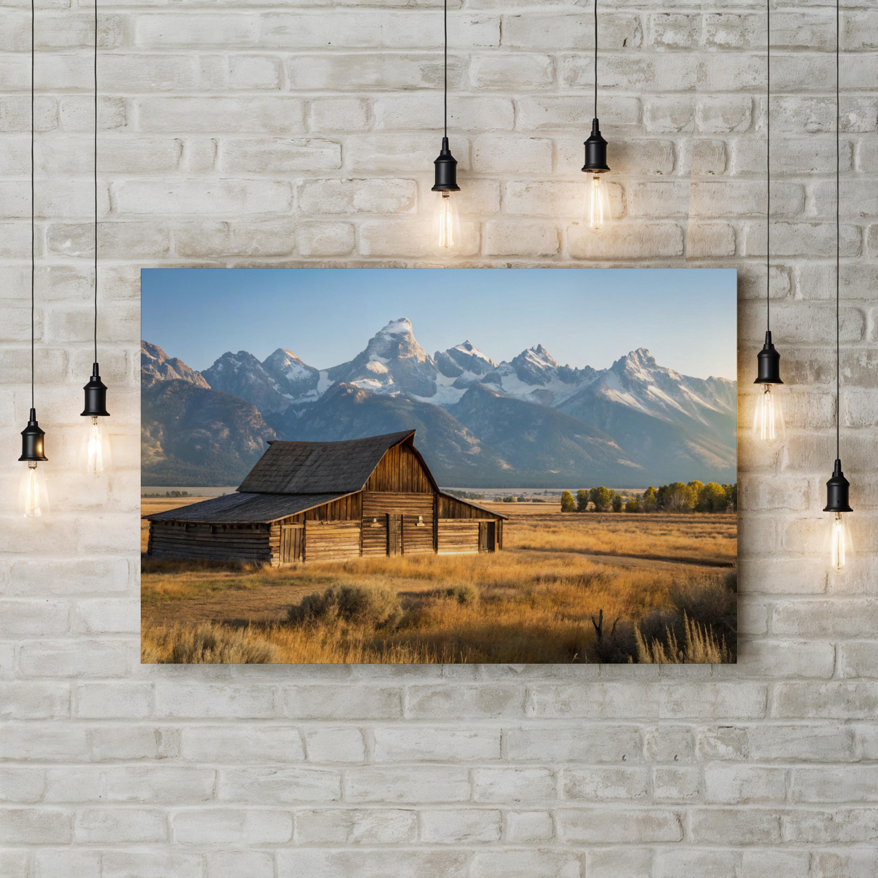 Grand Tetons Barn – Vintage Photography Wall Art | Rustic Western Canvas Print