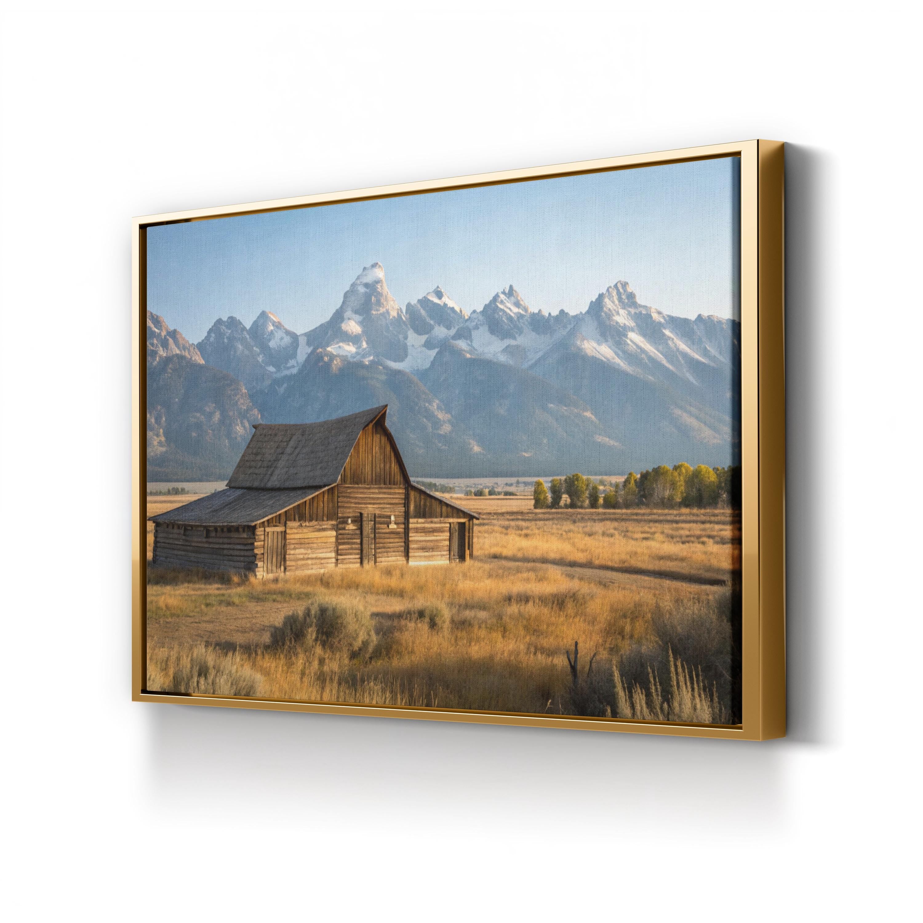 Grand Tetons Barn – Vintage Photography Wall Art | Rustic Western Canvas Print