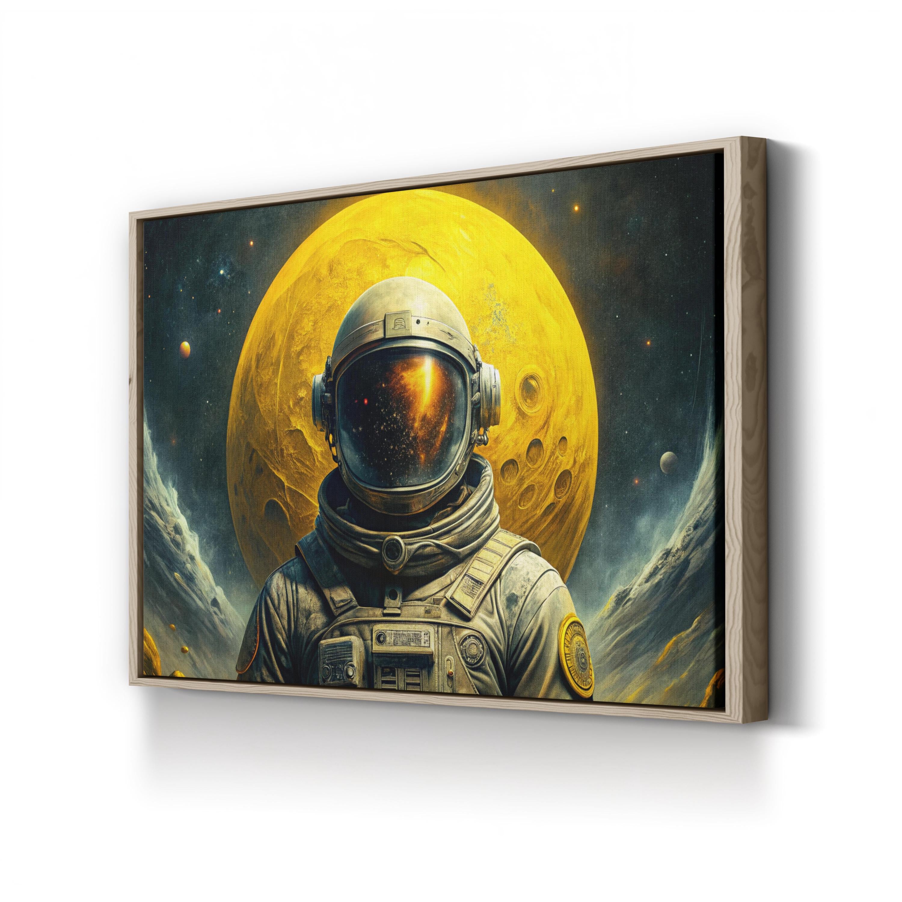 Moon Man Astronaut – Period Illustration Wall Art | Space Exploration Canvas Print