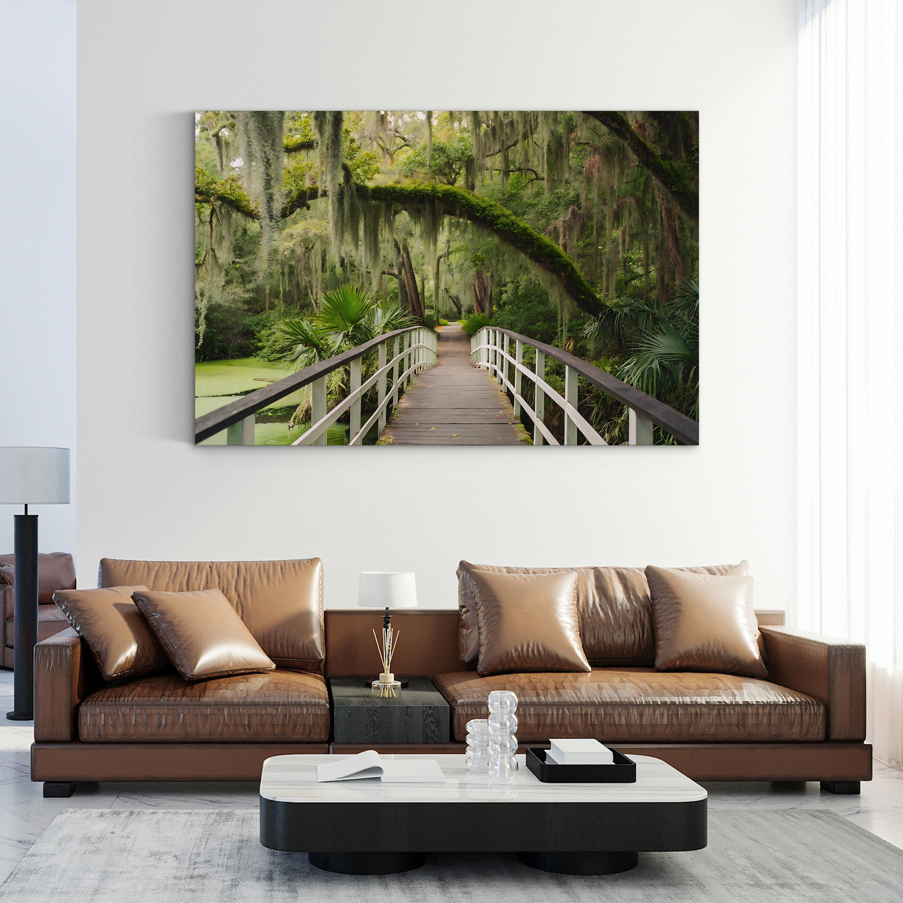 Mossy Bridge Woodland Creek – Vintage Photography Wall Art | Southern Landscape Canvas Print
