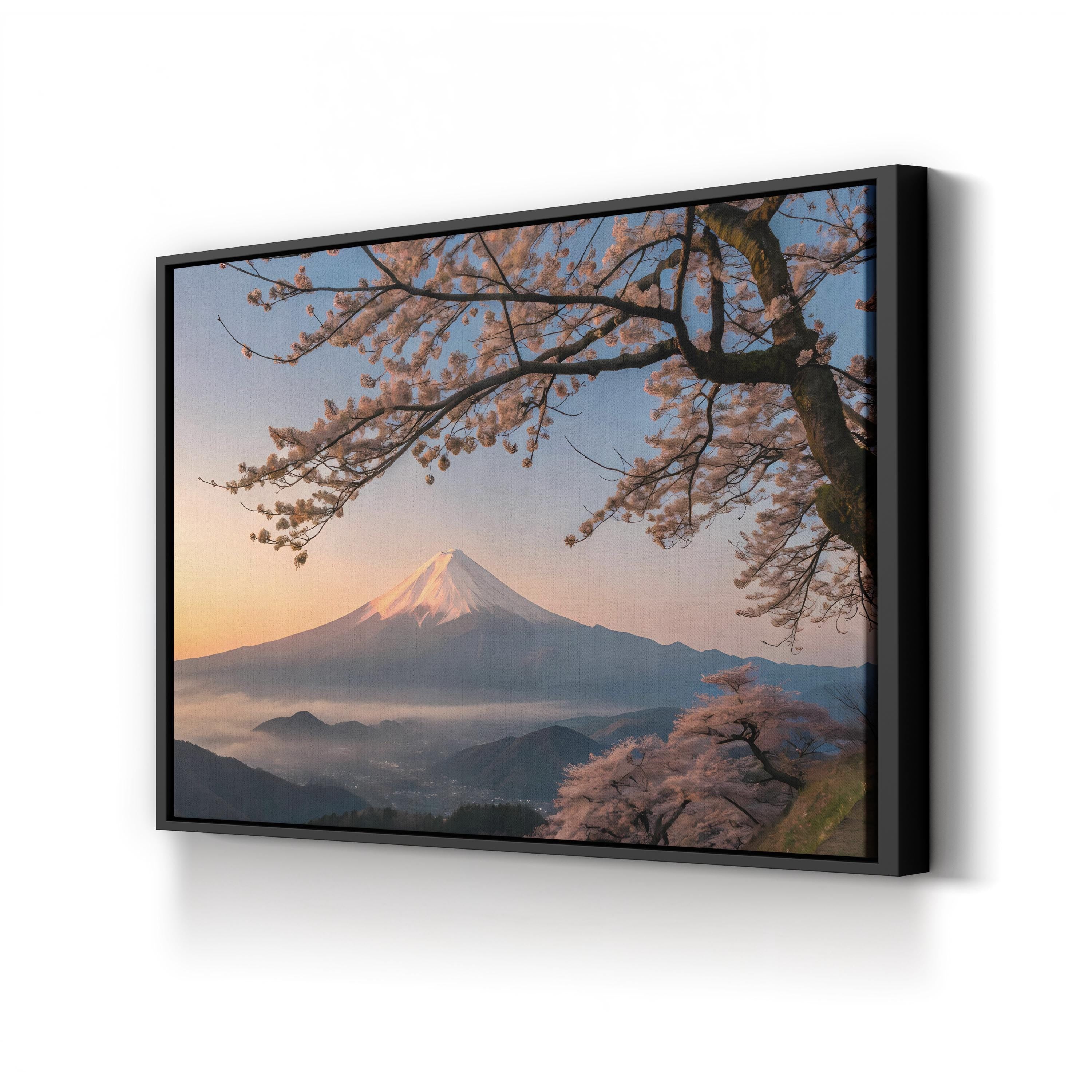 Mount Fuji Cherry Blossom – Vintage Photography Wall Art | Japanese Landscape Canvas Print
