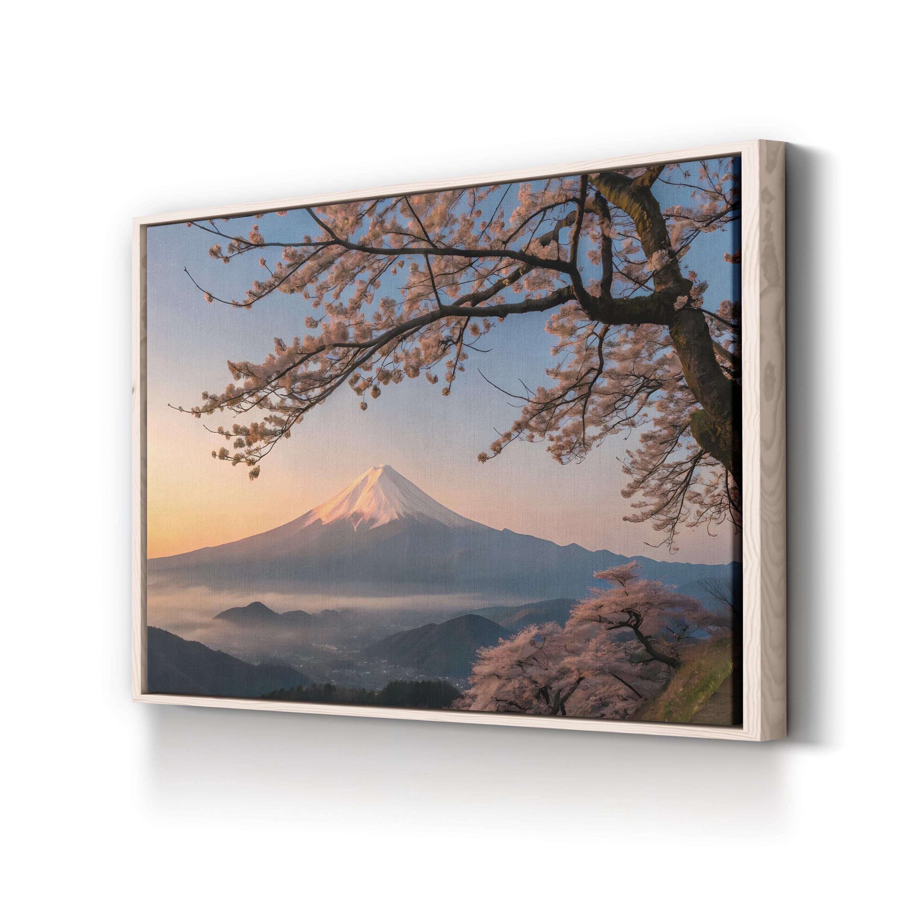 Mount Fuji Cherry Blossom – Vintage Photography Wall Art | Japanese Landscape Canvas Print