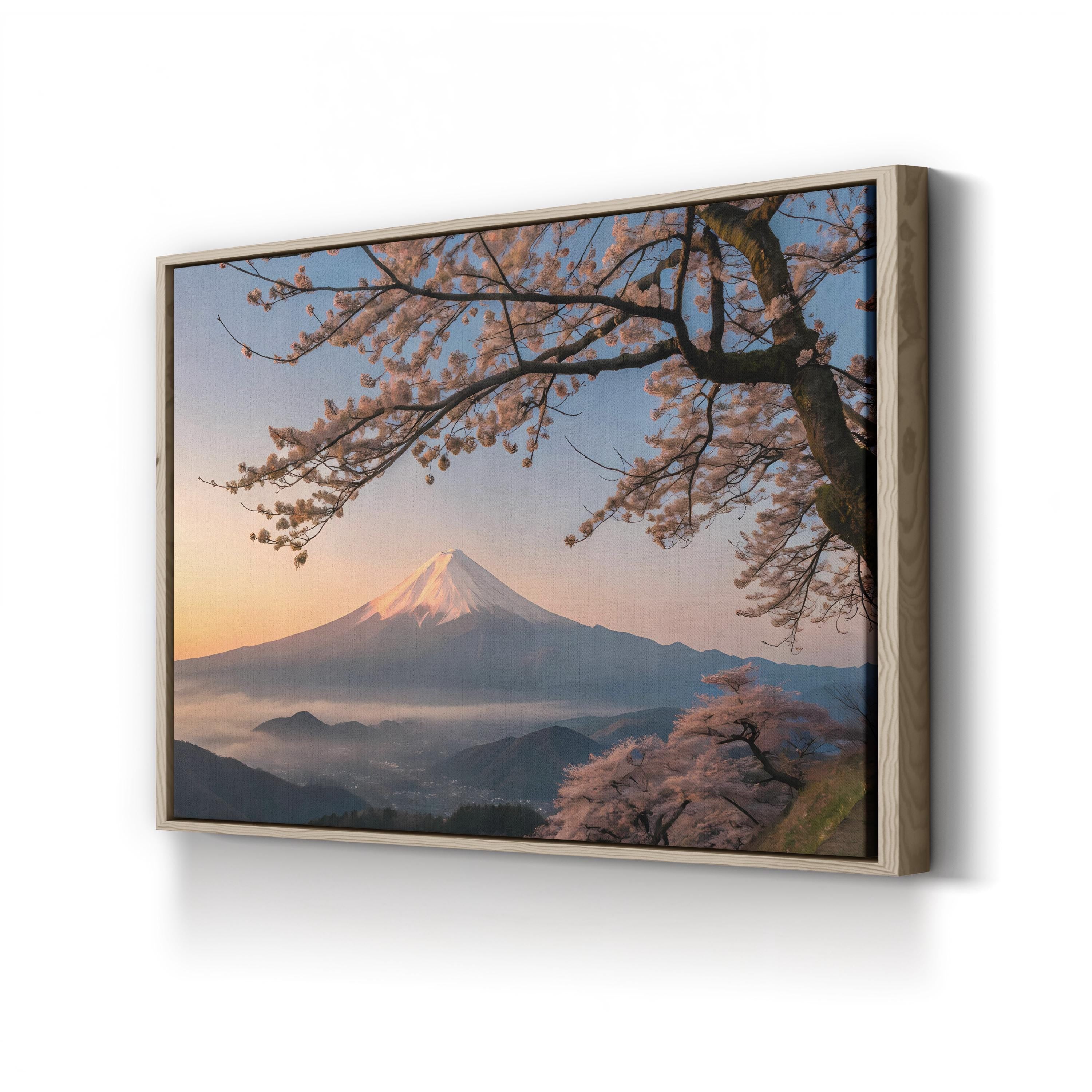 Mount Fuji Cherry Blossom – Vintage Photography Wall Art | Japanese Landscape Canvas Print