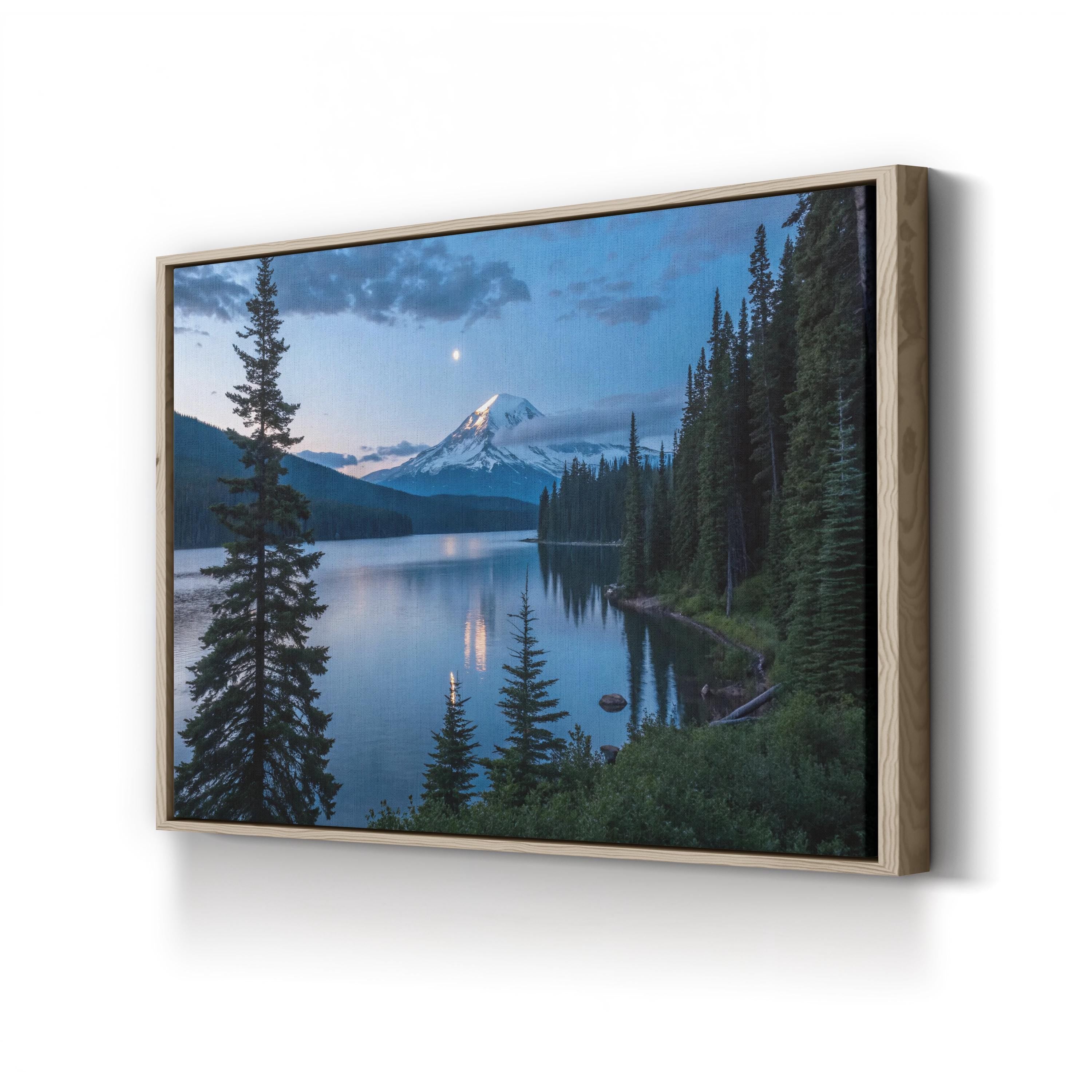 Mount Hood Canvas Art – Full Moon Night Landscape